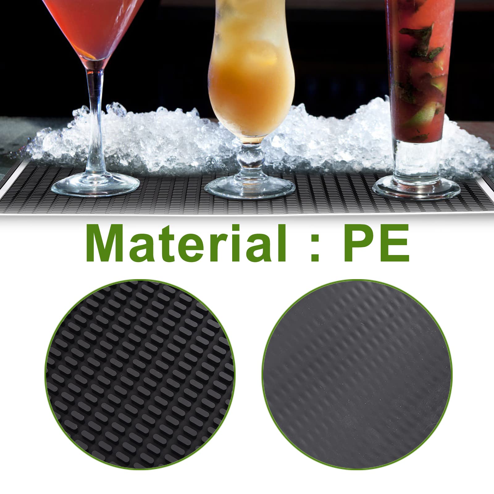 3 alfombrillas de barra para derrames, alfombrilla antideslizante para secar platos, tapete de secado de vidrio, tapete de goma para servicio de barra de derrames para cocina en el hogar