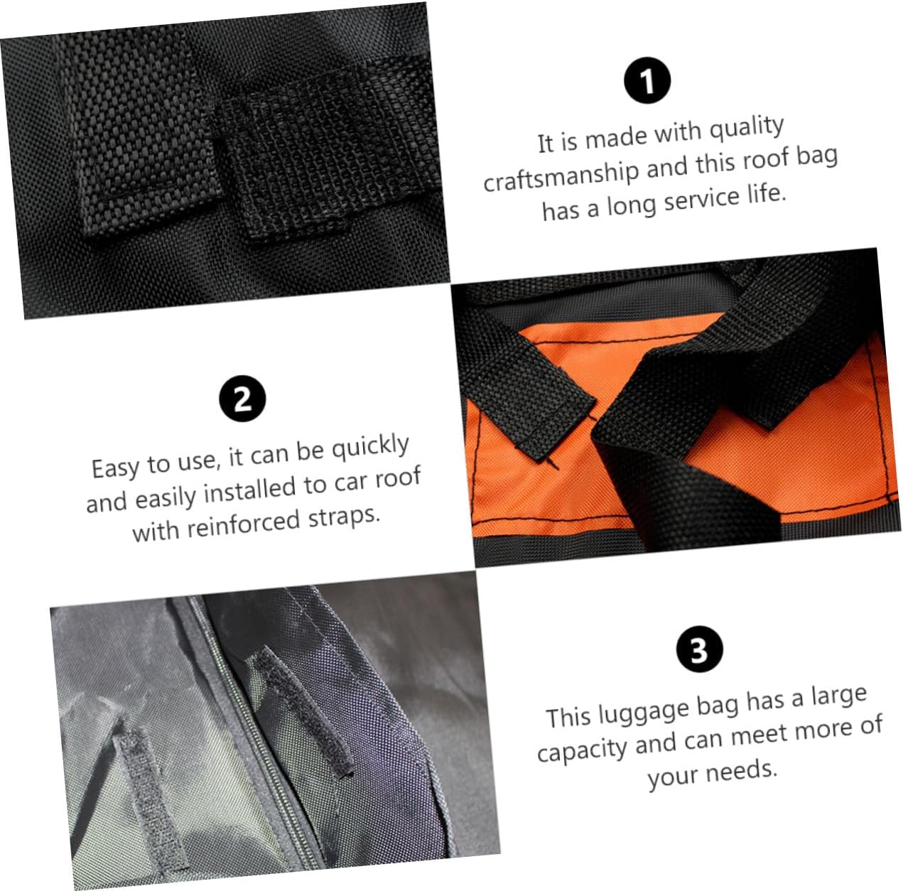 Auto Roof Bag Large Capacity Rooftop Cargo Carrier with Reinforced Straps Non-Slip Mat for Vehicle Car Accessories Easy Installation Oxford Cloth