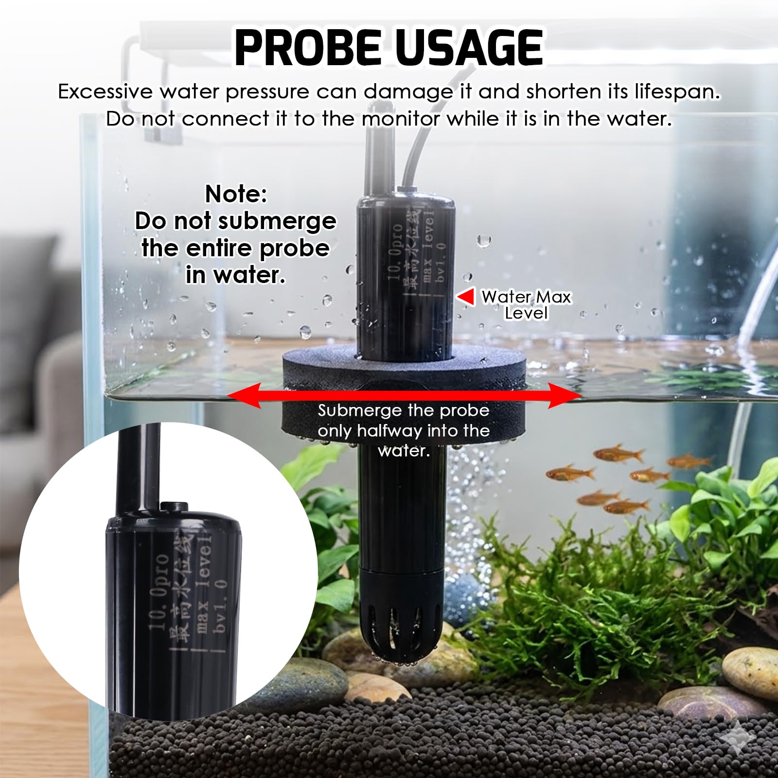 Inteligentne WLAN-pH-Messgerät, 8-in-1-Wasserqualitätstester for Hydroponik, Aquarian i Pools, misst pH, EC, TDS, Salzgehalt, ORP, SG i Temperatur dla App-Steuerung.