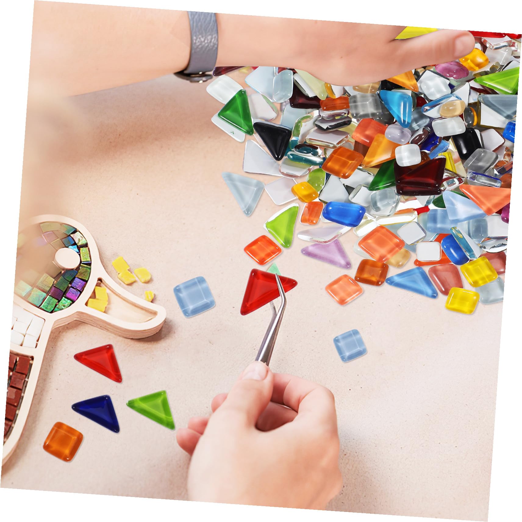 Confezione Da 3 Kit Piastrelle Mosaico in Vetro Cristallo Resistente per Fai da Te per Decorazioni Artistiche e Creazioni Creative