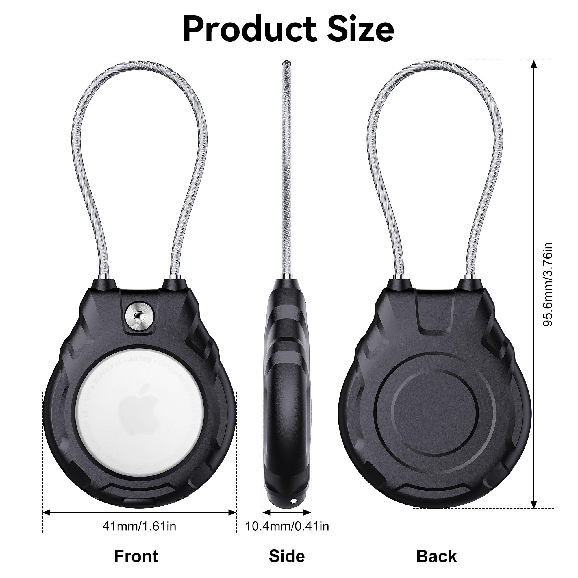 Gocii for Airtag Holder with Wire Cable, 4 Pack Ultra-Durable Lockable Case for Apple AirTag, Waterproof Keychain Holder for Luggage, Keys, Backpacks, Cars, Bags, and Kids