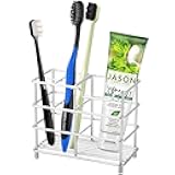Urbanstrive 304 Stainless Steel Bathroom Toothbrush Holder Toothpaste Holder Stand Bathroom Accessories Organizer (Silver, Small)
