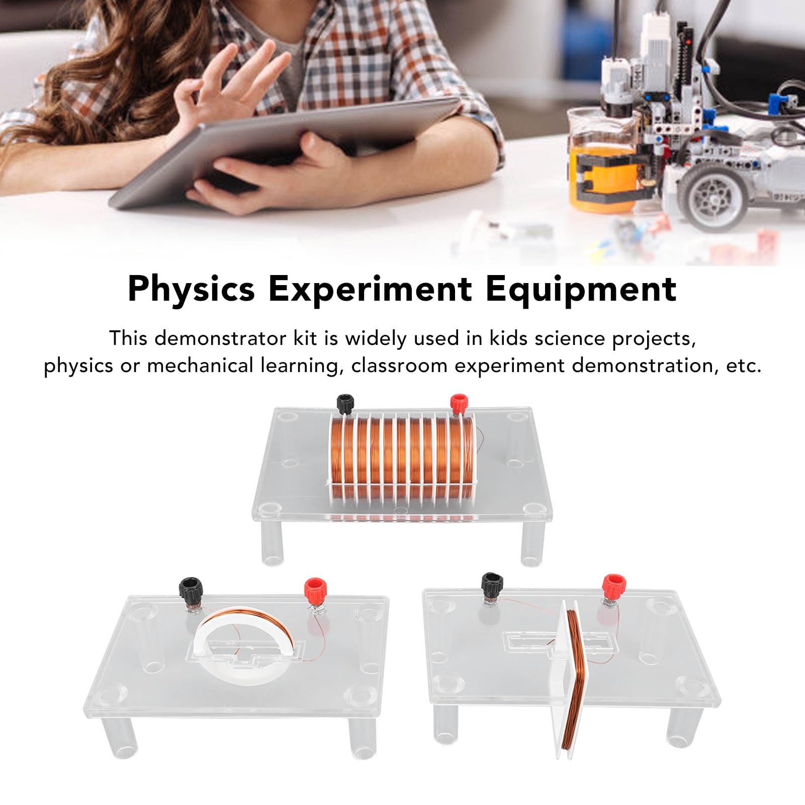 pour Les expériences scientifiques en Classe : kit d'instruments d'enseignement de la Physique de démonstration de Champ magnétique Actuel avec Coque en PVC Transparent projetable