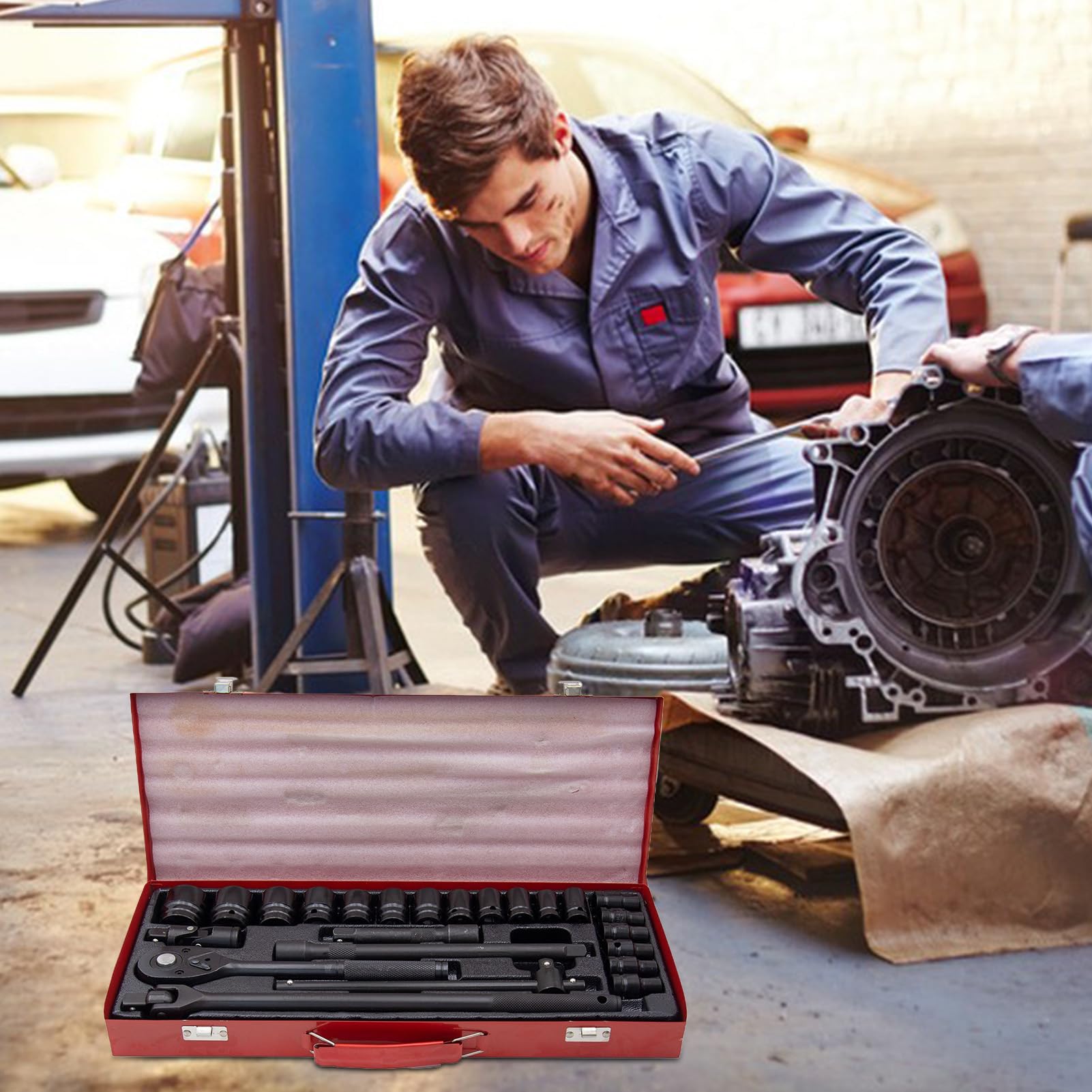 Kit Strumenti per Auto 24 Pezzi Kit Attrezzi Auto | Chiave Pesante Portatile Per Veicoli Camper Autocarri Moto Campeggio Biciclette