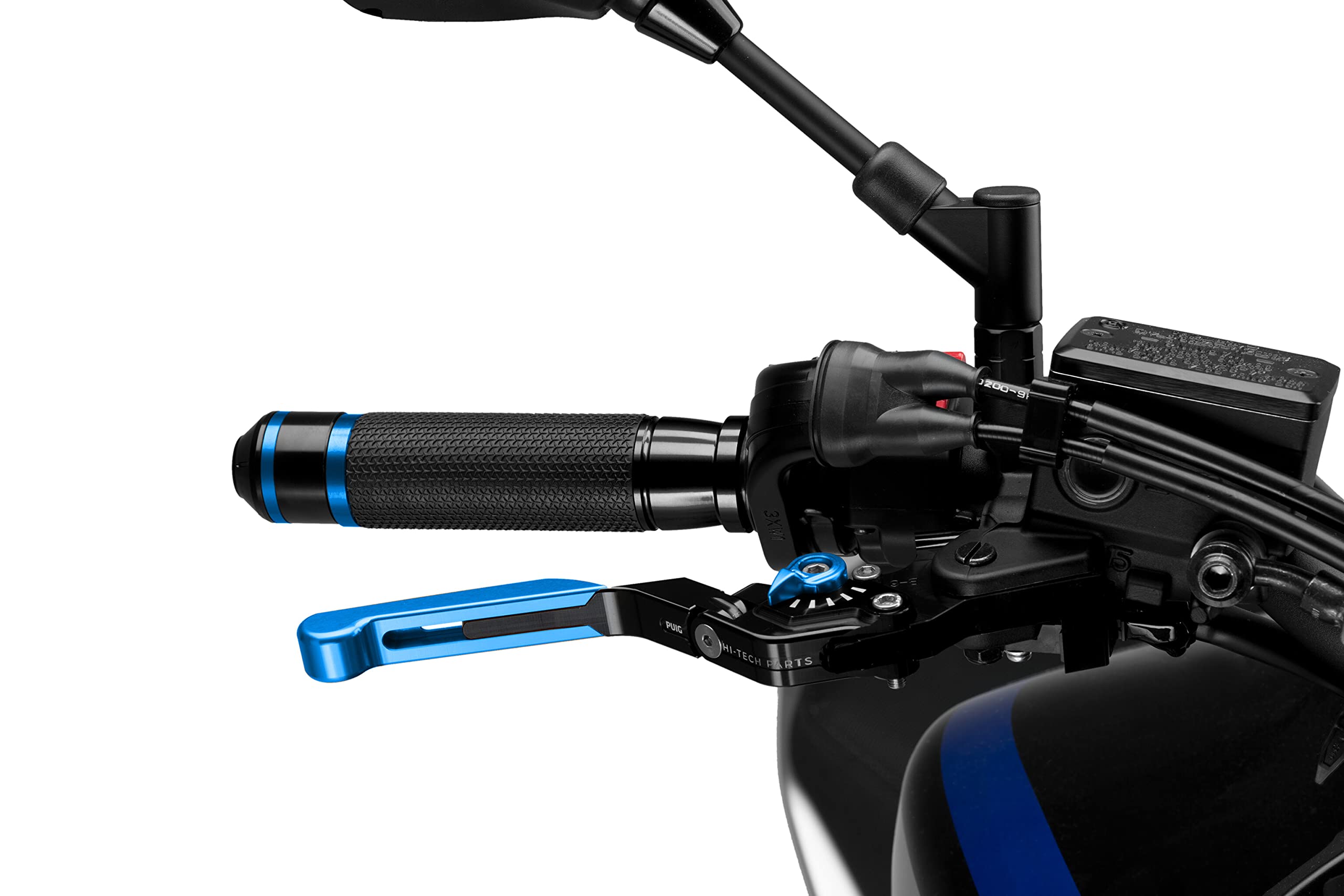 Puig 14ANA Levers adapter machined from anodized Ergal 7075 aluminum for lever system with precise fit and high mechanical strength, Blue