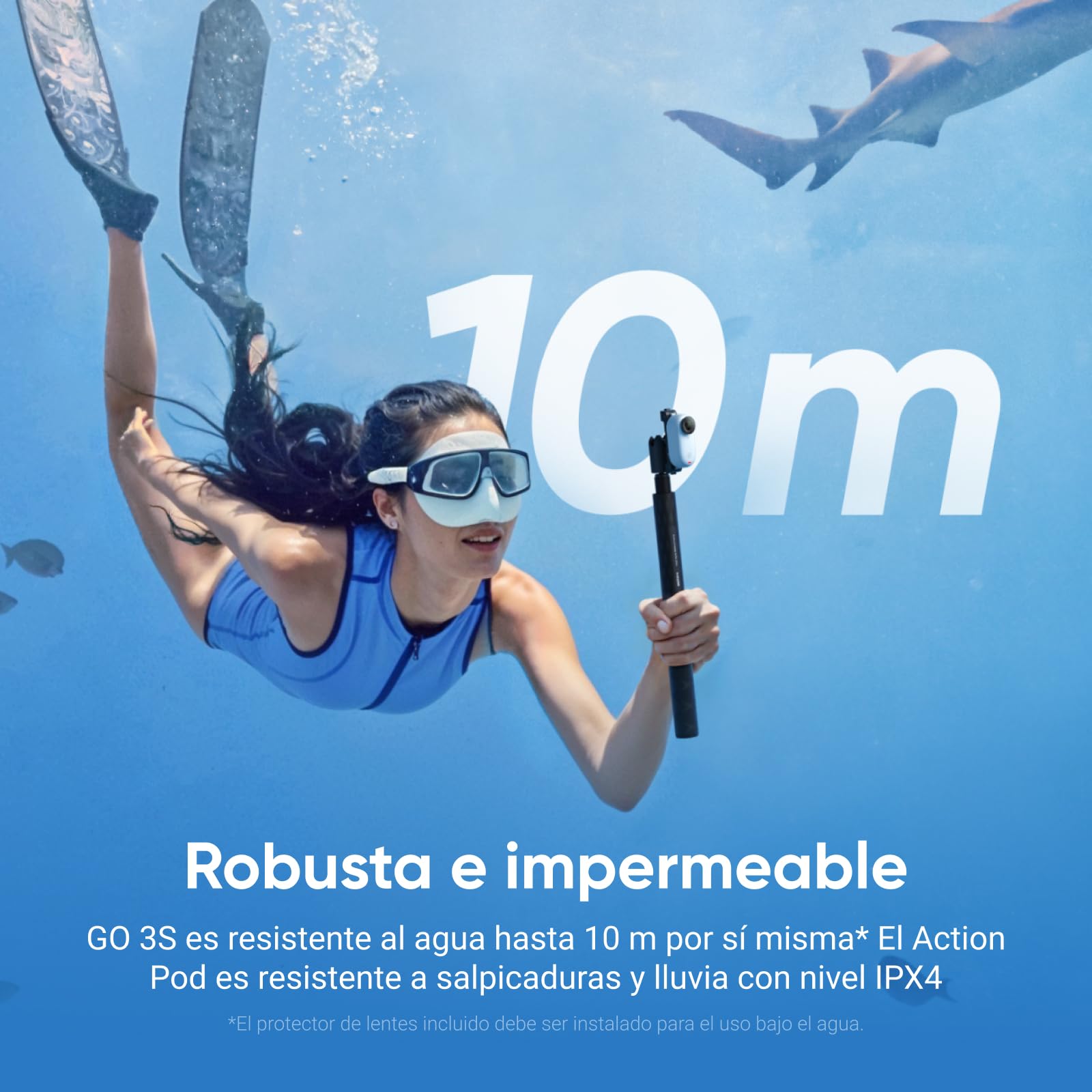 Insta360 GO 3S Paquete de Acción - Cámara Vlogging 4K, POV Manos Libres, Móntala Donde Quieras, Estabilización, 140 Min de batería, Impermeable 10 M, Edición IA, Apple Find My, Vlog, Viajes, Blanco