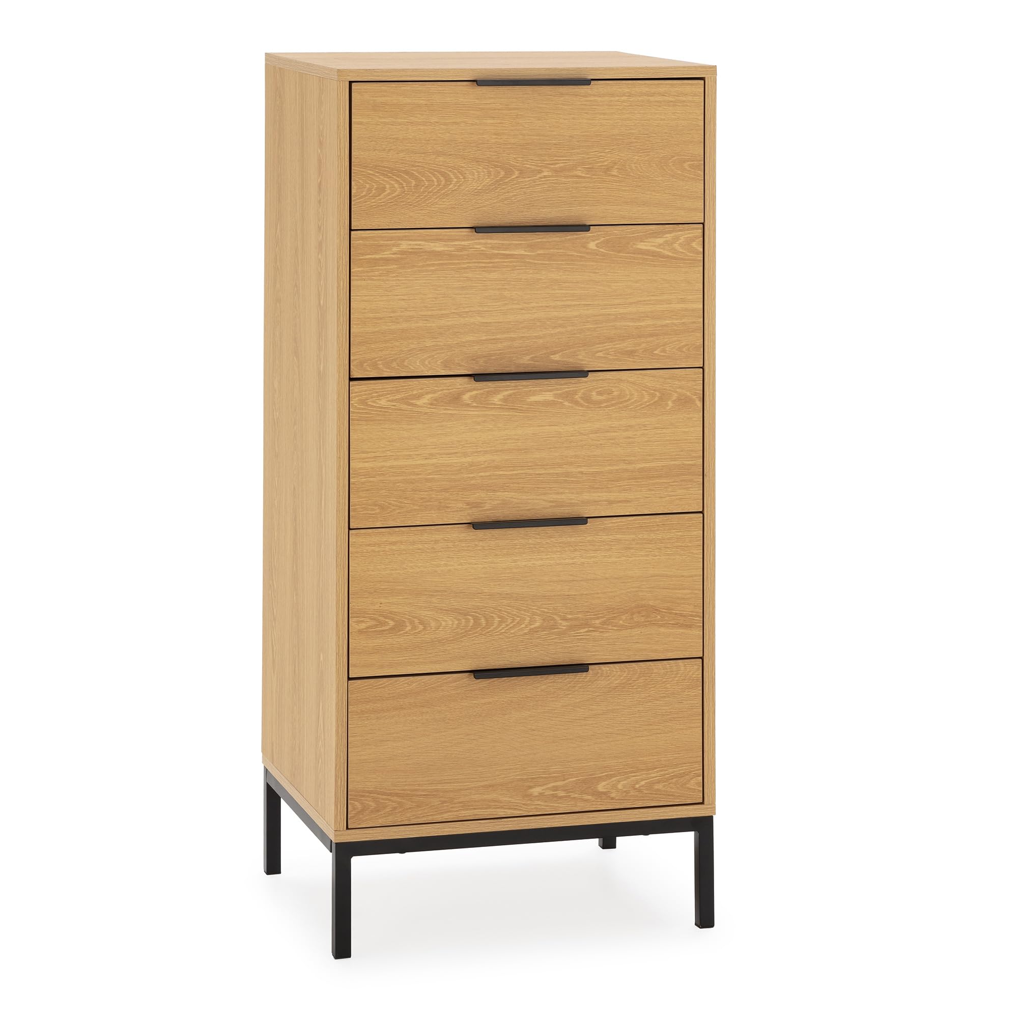 HOMN LIVING Cómoda Alta Auri 5 cajones Color Roble, 50 cm (Ancho) 40 cm (Profundo) 115 cm (Altura)