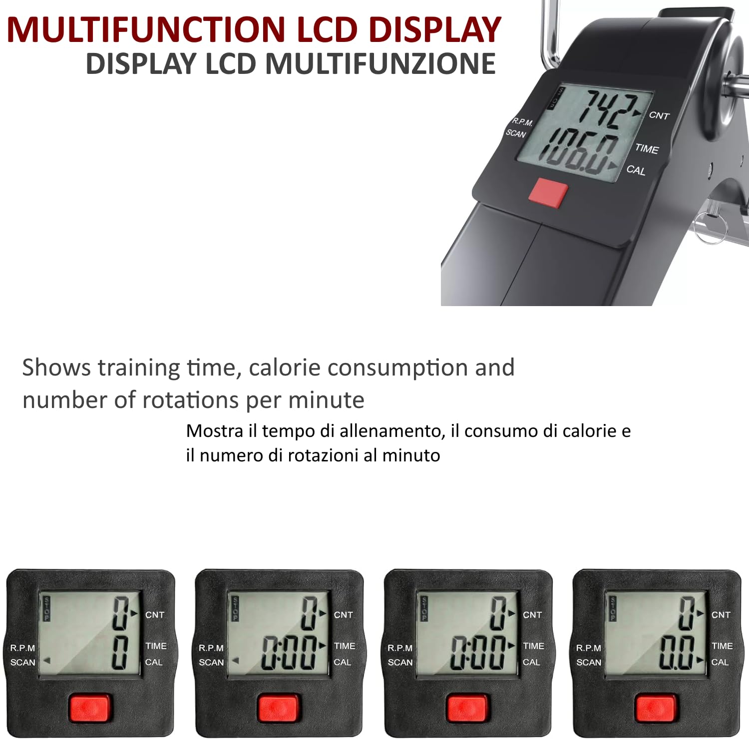 FFitness Cyclette Pedaliera Mini Bike per Riabilitazione Motoria Monitor LCD Resistenza Regolabile Pieghevole Allenamento Gambe e Braccia