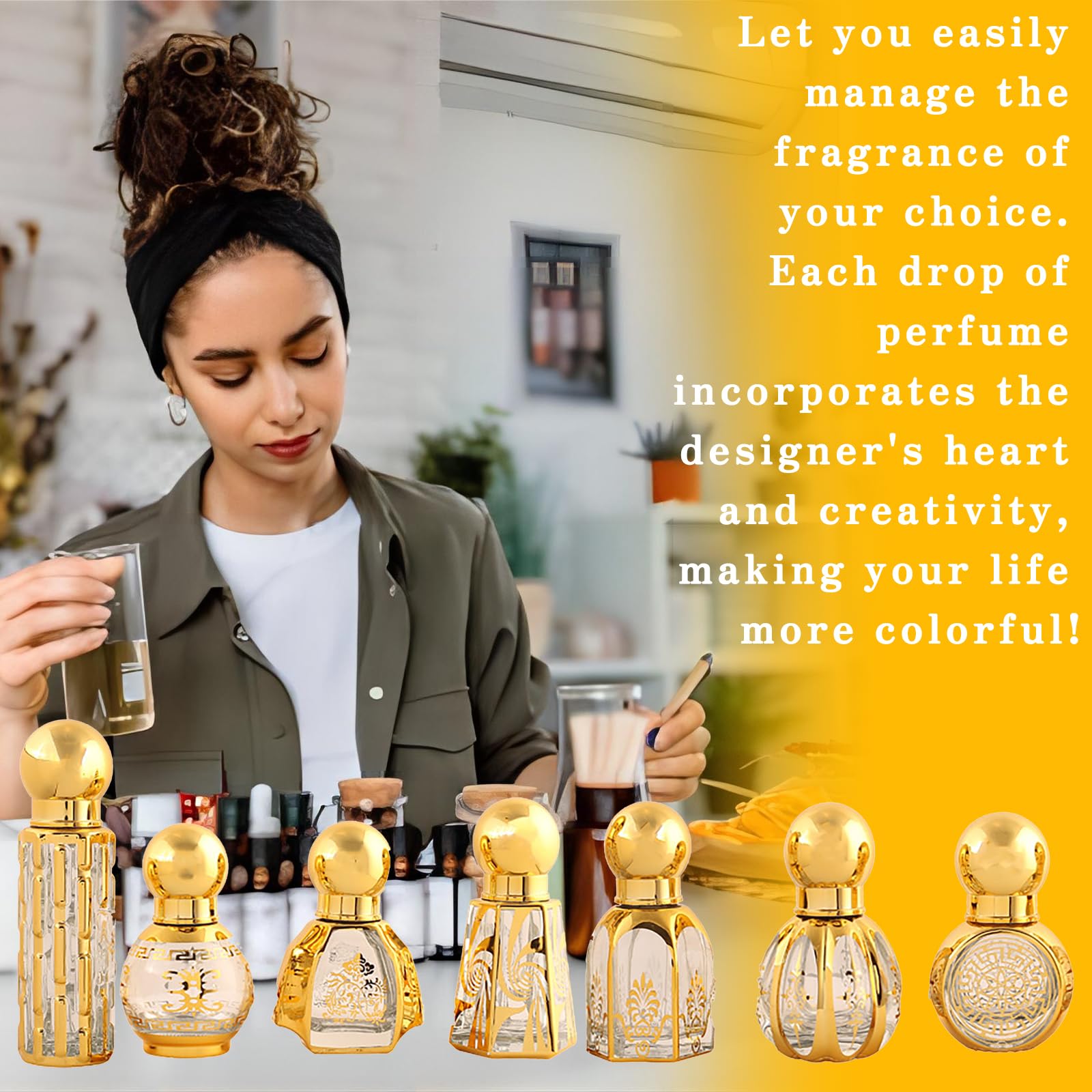 6 Pcs Vintage Cristal Botellas Roll On, 6 ml Árabes Perfumes para Aceites Esenciales Rellenable Vacías Pequeñas Botellas, para Cosméticos aceites esenciales perfumes Aromaterapia Masajes