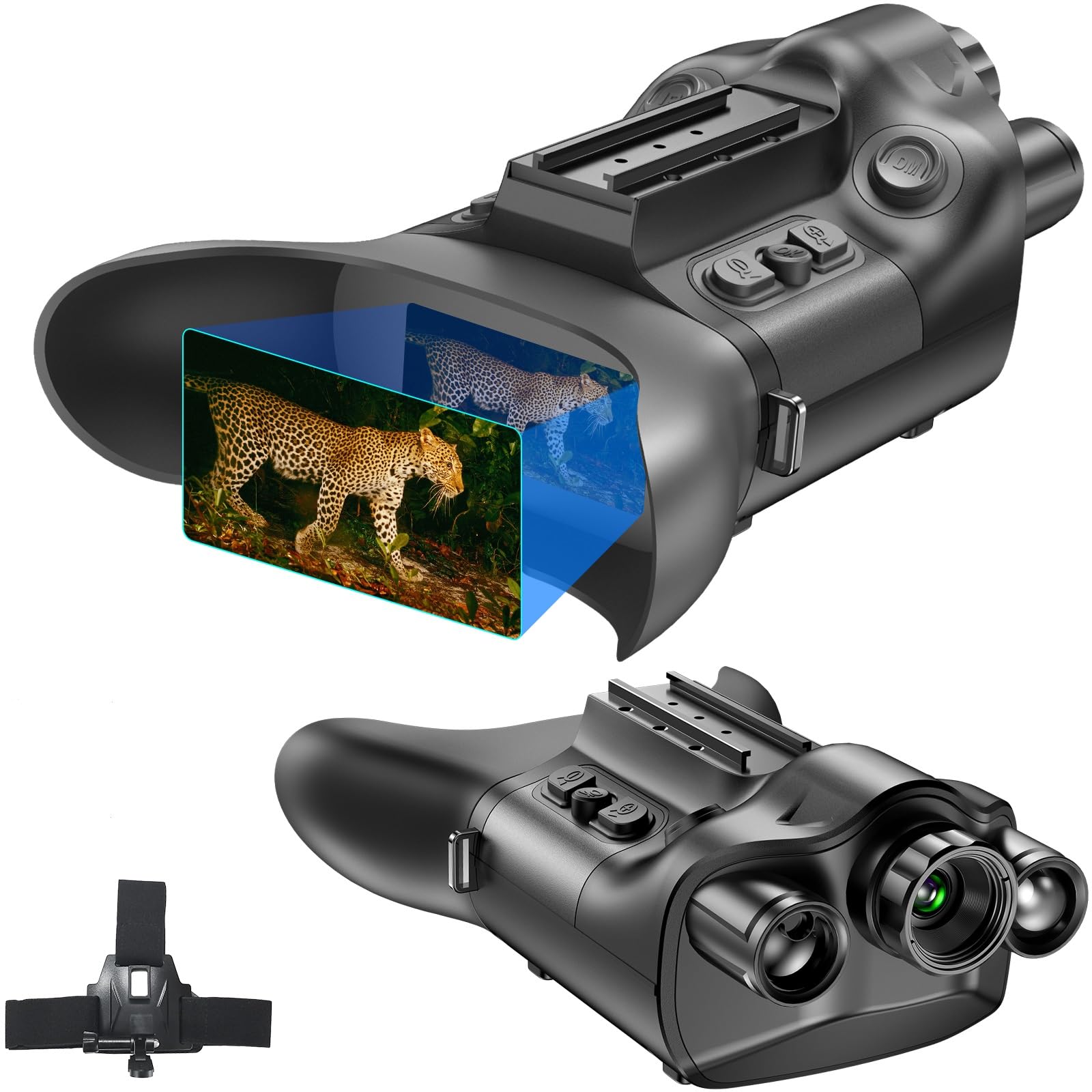 4K Visore Notturno Binocolo con Telemetro/Occhiali Montati sul Casco Visione Diurno, Montaggio sulla Testa,6000mAh 6X Zoom, Registrazione Foto e Riproduzione Video per Caccia Campeggio