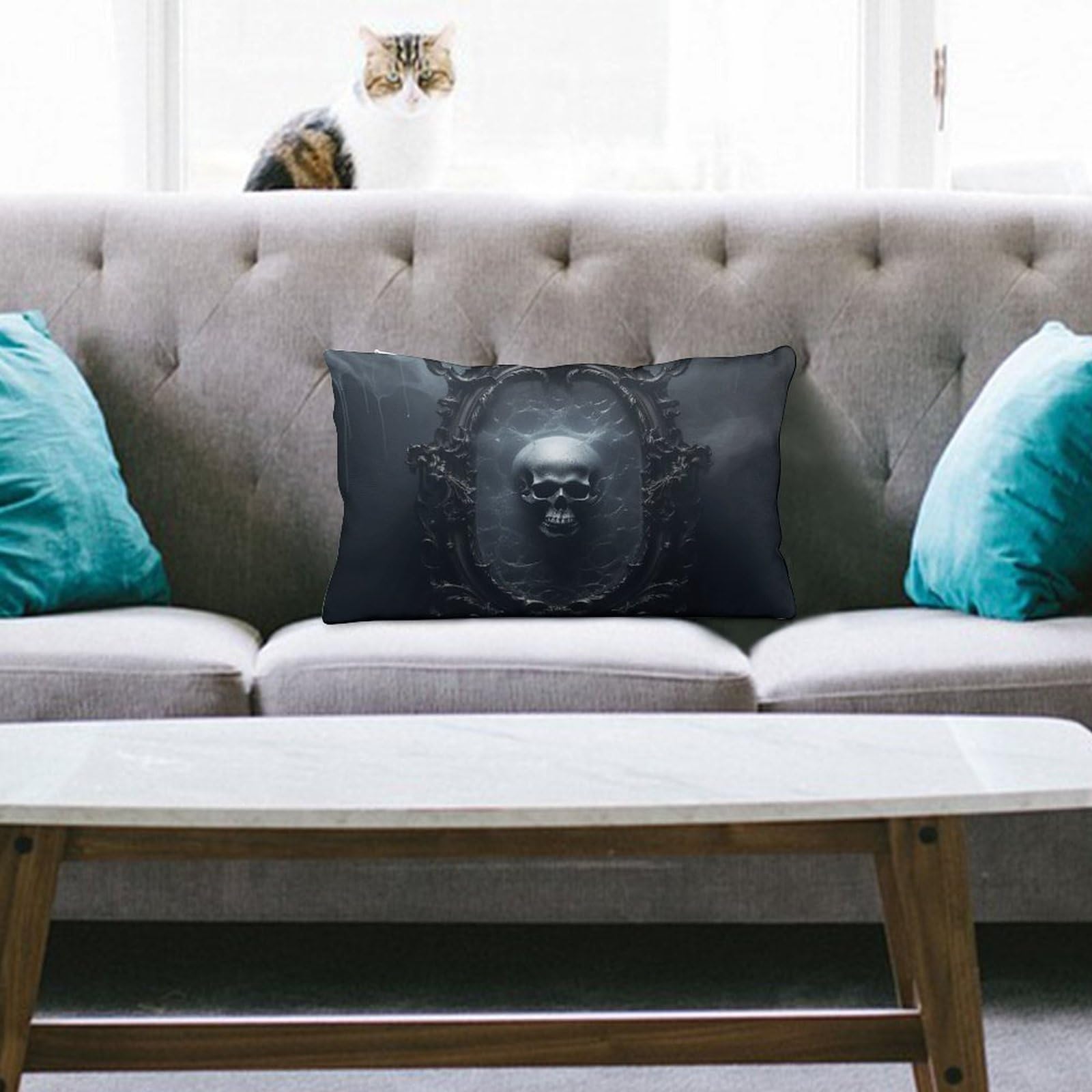 NTVOWPZO Decoration Throw Pillow Covers 8"x12" Pillowcases Covers Ghost in Mirror Soft Pillowcases Modern Farmhouse Home Decor Sofa Cushions Covers for Couch Bed Living Room