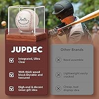 Vista 6 de JupDec Caja de exhibición de béisbol - Soporte de cubo transparente para pelotas de béisbol con base de madera, caja de soporte para autógrafos
