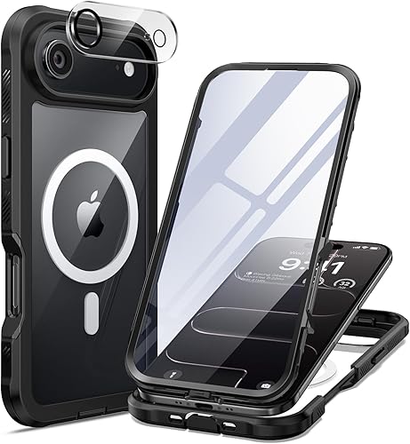 seacosmo Funda para iPhone Air, Parachoques de Cuerpo Completo con Pantalla de Vidrio Templado 9H Integrada y Protector de Lente de Cámara,