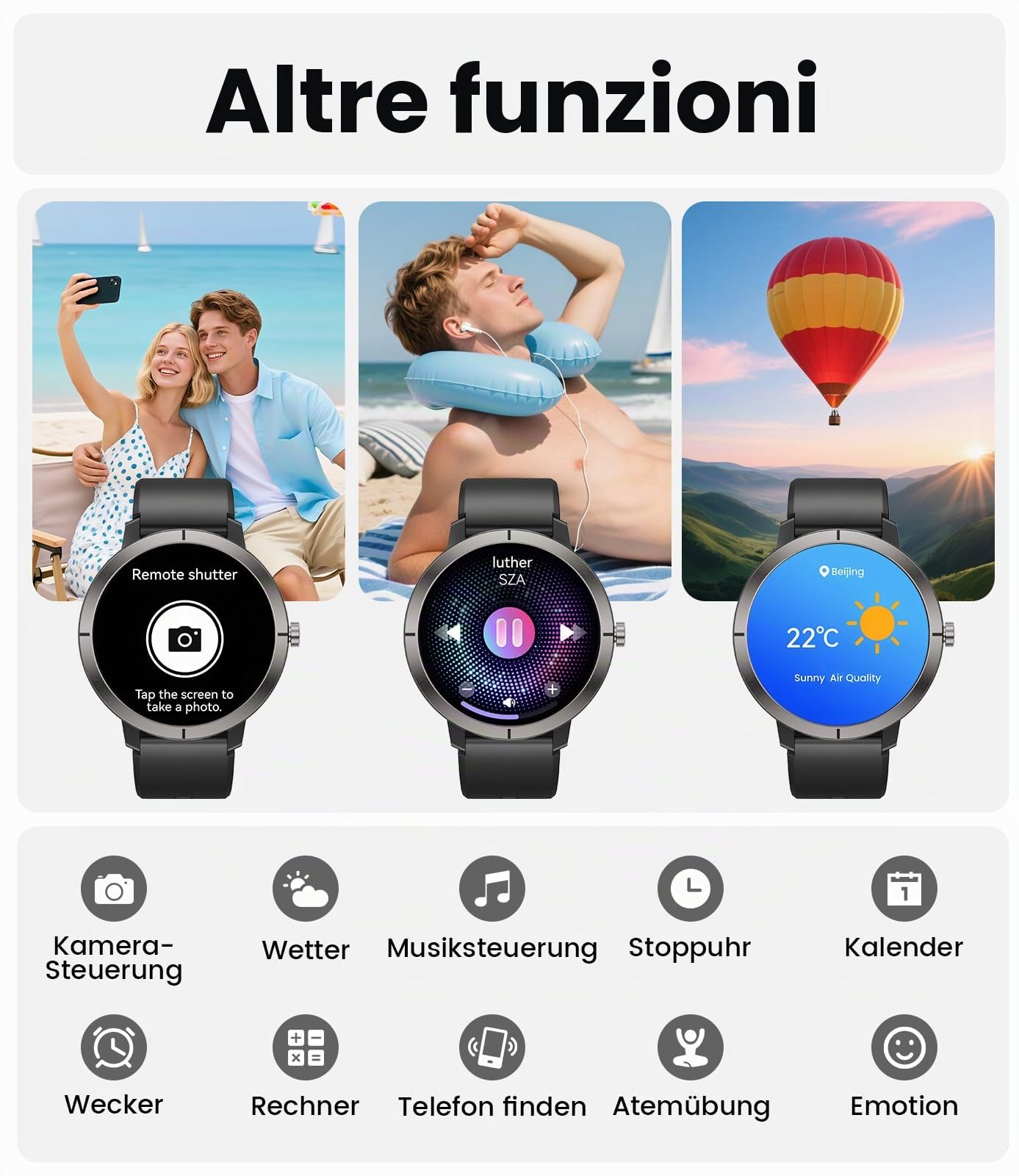 Orologio Intelligente Uomo Donna con GPS, Batteria 10 Giorni, Schermo Amoled da 1,35''/Caso in Alluminio/5ATM, 170+ Modalità Sportive, Fitness Tracker con Frequenza Cardiaca, Monitoraggio del Sonno