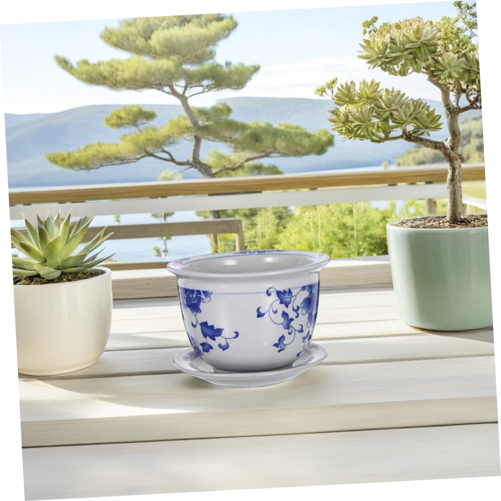 Ceramicznych Doniczek z Podstawką Vintage Donica z Otworami Drenażowymi Solidny Ceramiczny Pojemnik Sukulenty i Rośliny Doniczkowe Do Wnętrz Dekoracja Ogrodu i Balkonu