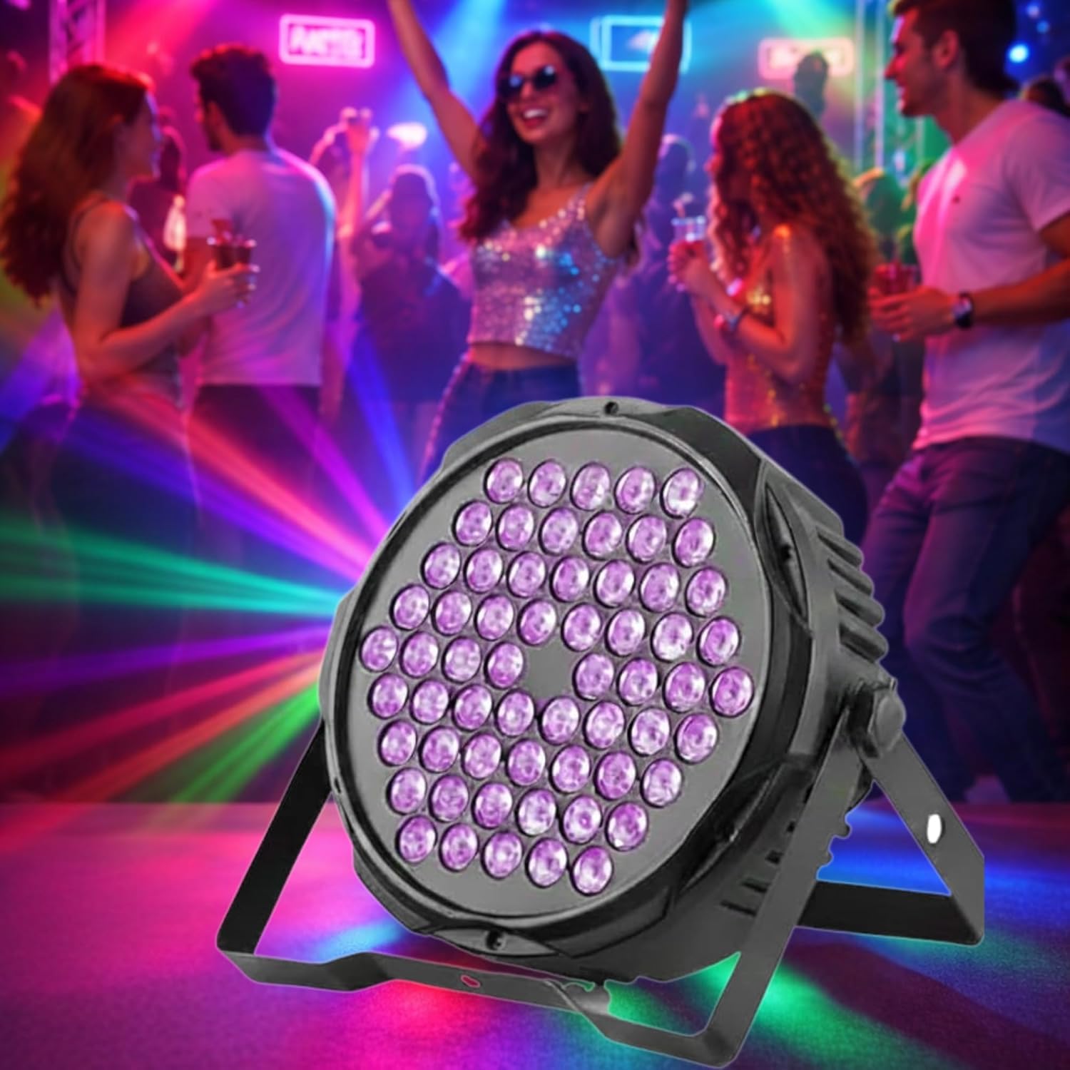 60 LED RGB DJ PAR Light 20CM Diameter | High Brightness Stage Light with Sound Activated & Auto Mode for Party, Wedding & Events-image-44