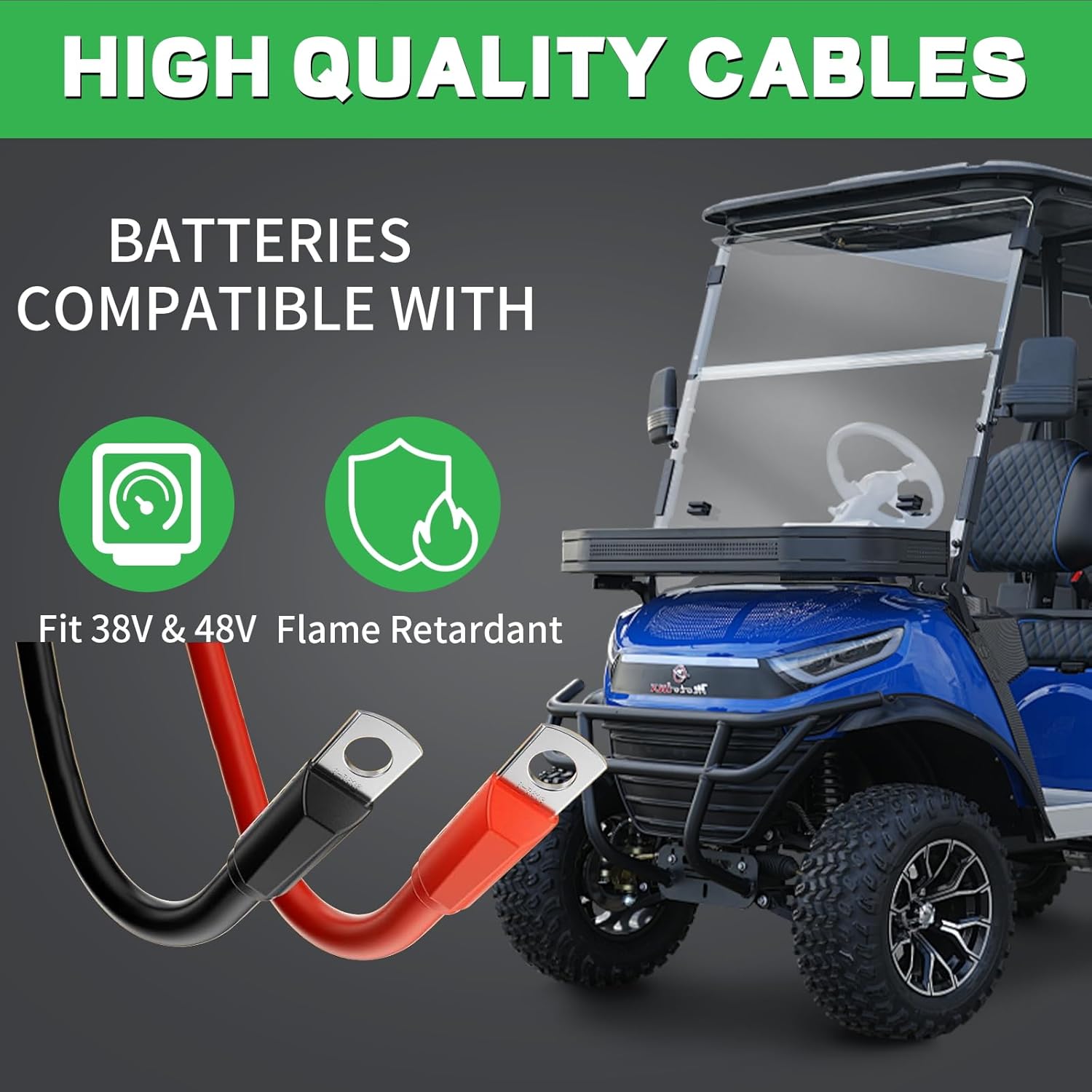 Battery Cables, Golf Cart Heavy Duty Battery Cable, 7 PCS 4 Gauge Pure Copper Golf Battery Wiring Cables Kit for 36v & 48v Club Car DS 1994-Up