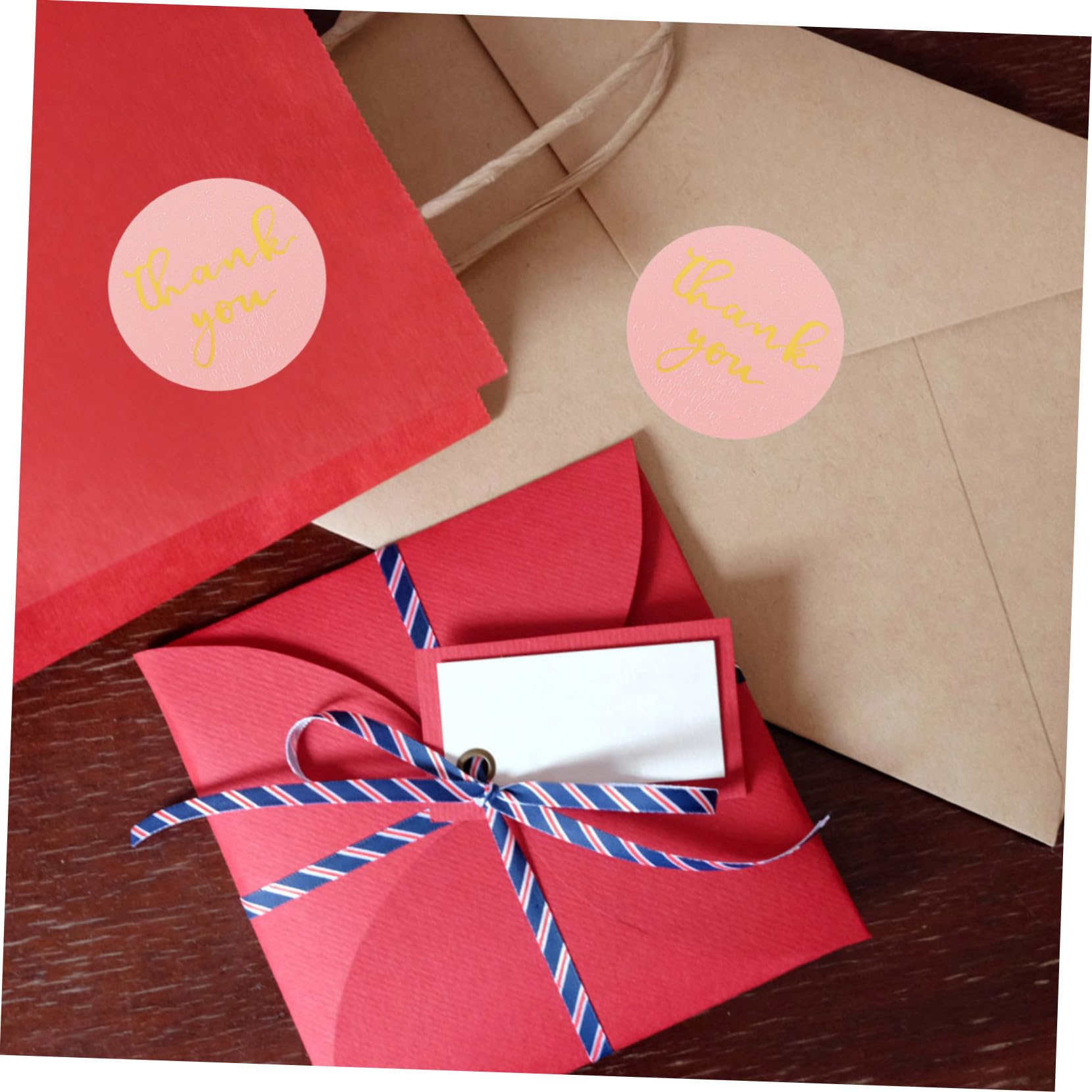 5 Sätze Aufkleberpapier Danke Karten Band Umwickeln Punkt Etikett Personalisierte Sticker Personalisierte Aufkleber Briefversorgung Dankesaufkleber Für Rosa 3 Rollen * 5