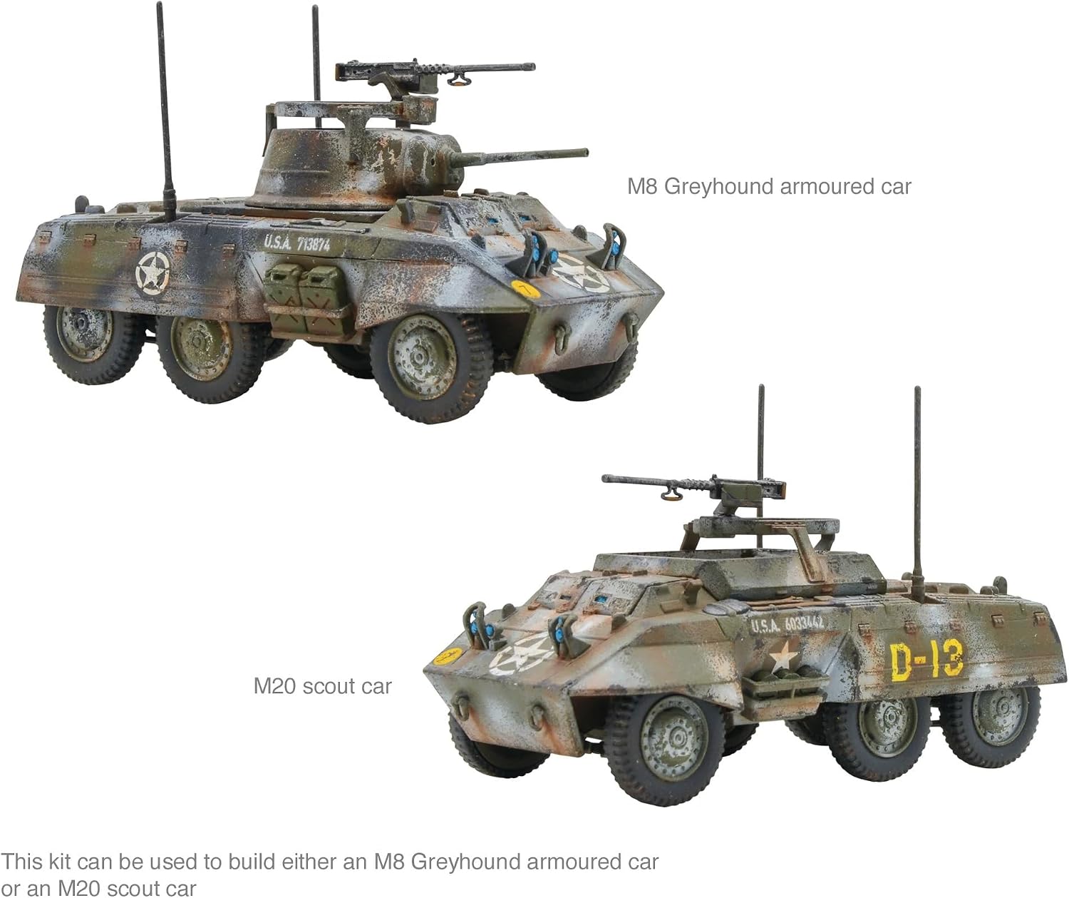 M8/M20 Greyhound Scout Car - 1:56 / 28mm Plastic Scale Model Armoured Car for Bolt Action by Warlord Games - Highly Detailed World War 2 Miniatures for Table-top Wargaming
