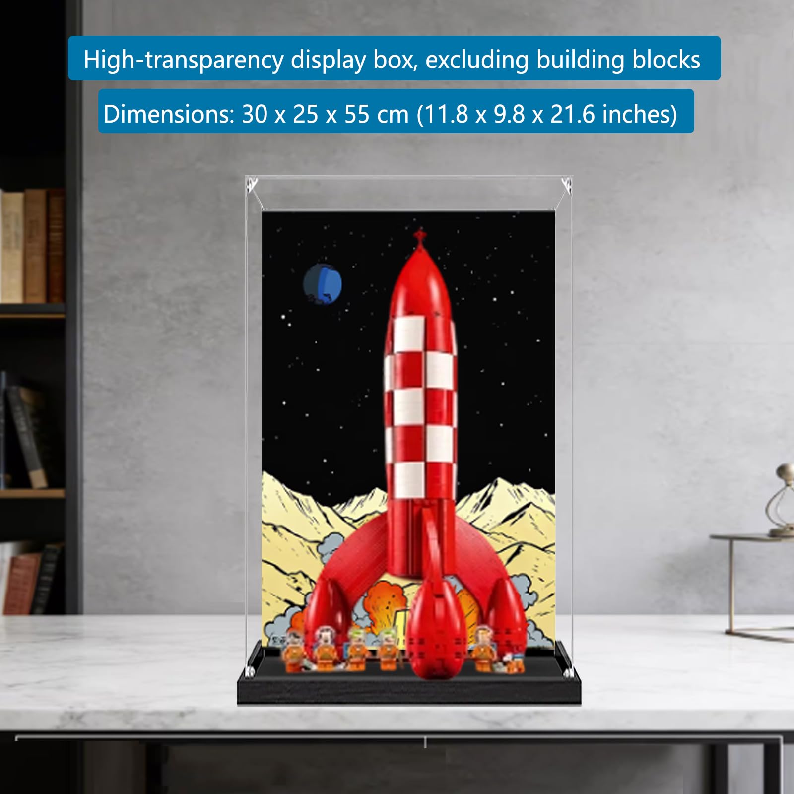 Vitrine en acrylique pour Lego 21367 Moon Rocket Building Set - Boîte transparente anti-poussière - Seule vitrine compatible avec Lego 21367 (option A)