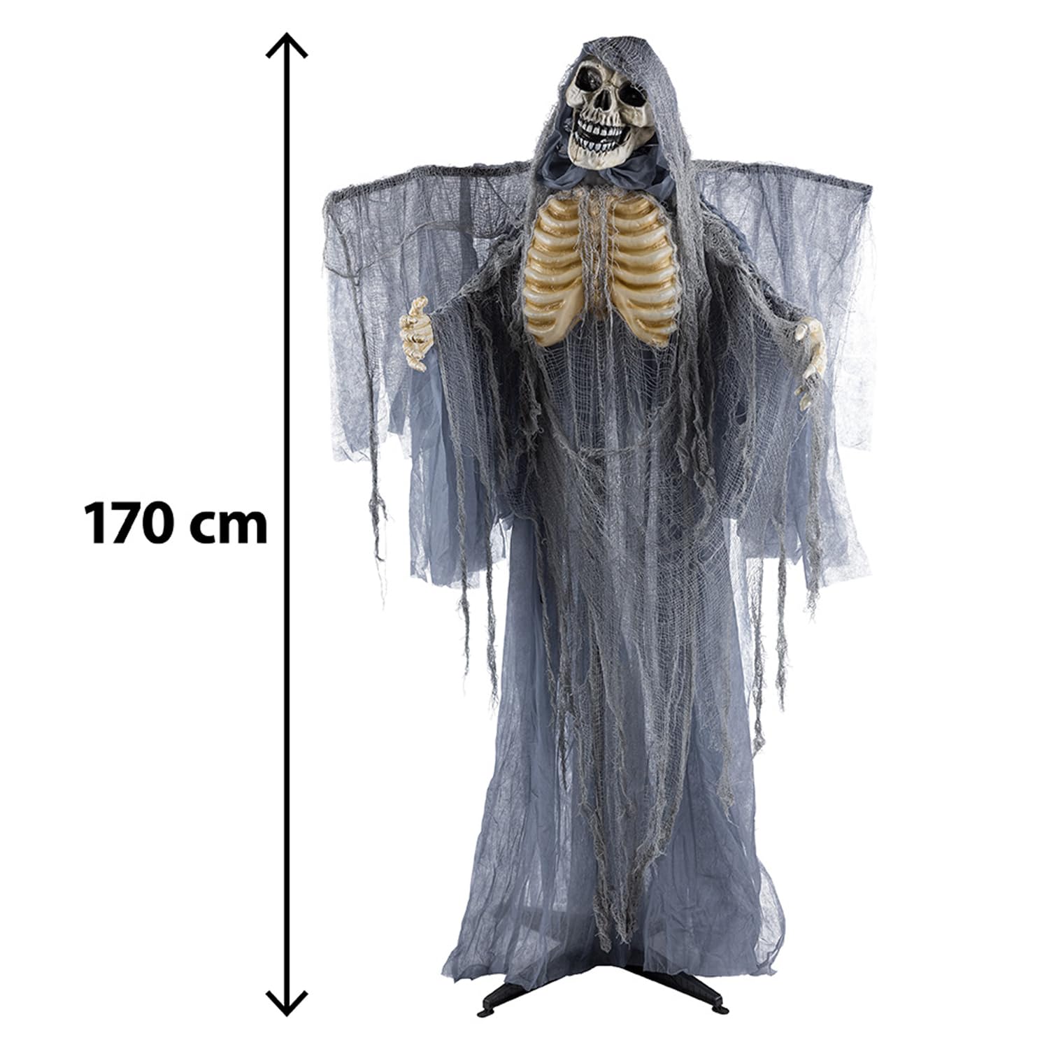Boland - Guardián Interactivo de la Cripta de Terror, 170 cm | Decoración de la Parca con LED, movimiento y sonido para Halloween, Carnaval y fiestas temáticas