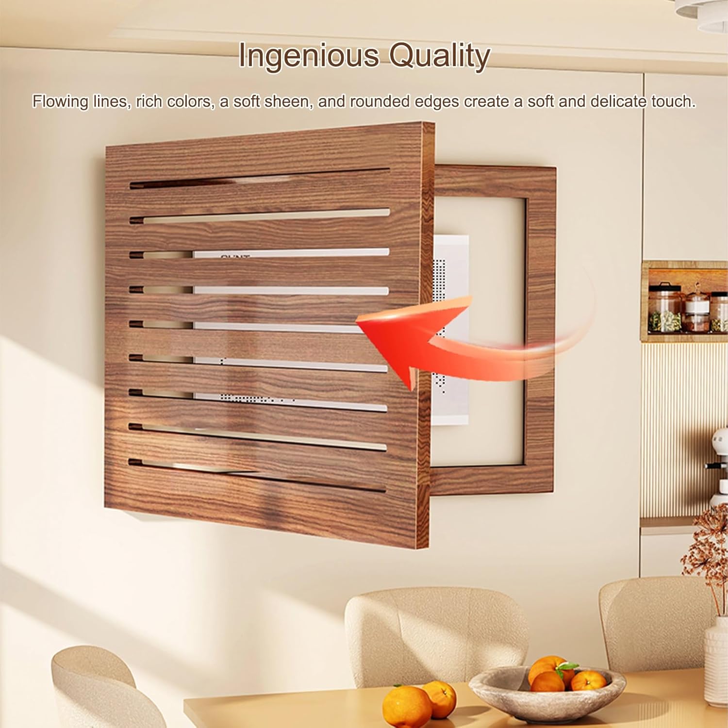 Flip-Up Electrical Panel Cover Cabinet, Modern Removable Design for Concealing Circuit Breakers and Meters in Home or Office Settings