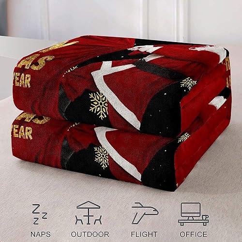 Vista 19 de LUVIVIHOME Manta de Feliz Navidad, bolas de Navidad azules doradas, manta de invierno con copos de nieve, manta individual, acogedora manta cálida