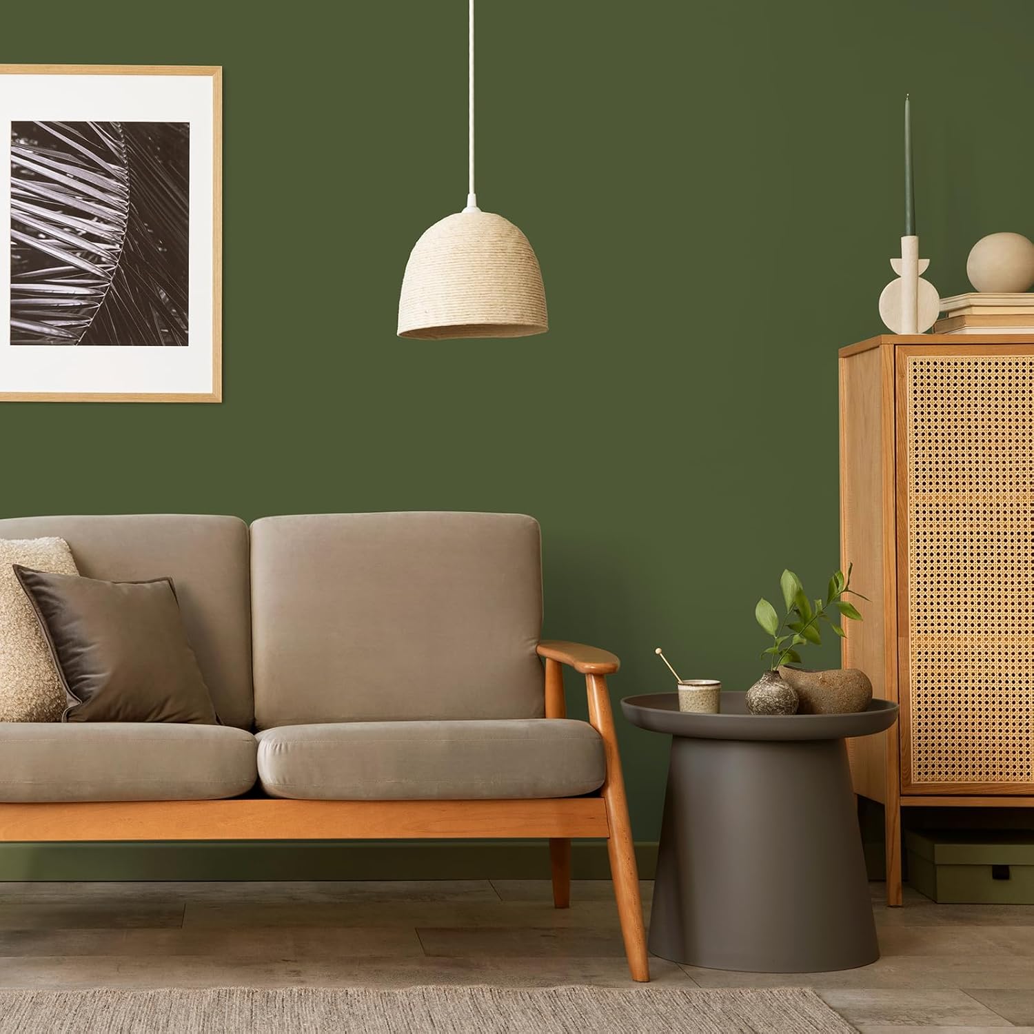 CHIHUT Extra Wide Olive Green Peel and Stick Wallpaper Thick Skin Contact Paper for Cabinet Shelves Waterproof Solid Green Wallpaper for Bathroom Kitchen Removable Thick Olive Vinyl Roll 24"x472"