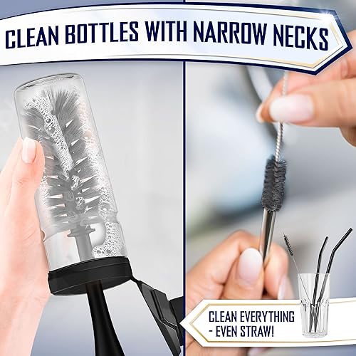 Miniatura 13 de Dish Brush Set of 5 with Holder - Kitchen Scrub Brushes with Non-Slip Long Handle for Cleaning, Scrubber, Dishwashing, Dishes, Bottles, Straws