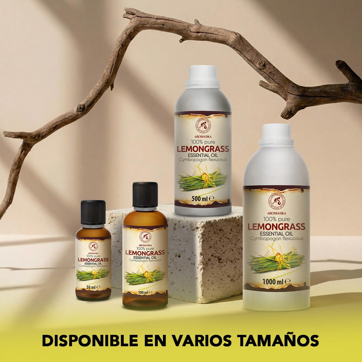 Aceite Esencial de Hierba de Limón 500 ml - Cymbopogon Flexuosus - Natural y Puro - Aceites Esenciales para Difusores - Fragancias para el Hogar - Jabones y Velas - Sauna - Aroma fresco - Aromaterapia