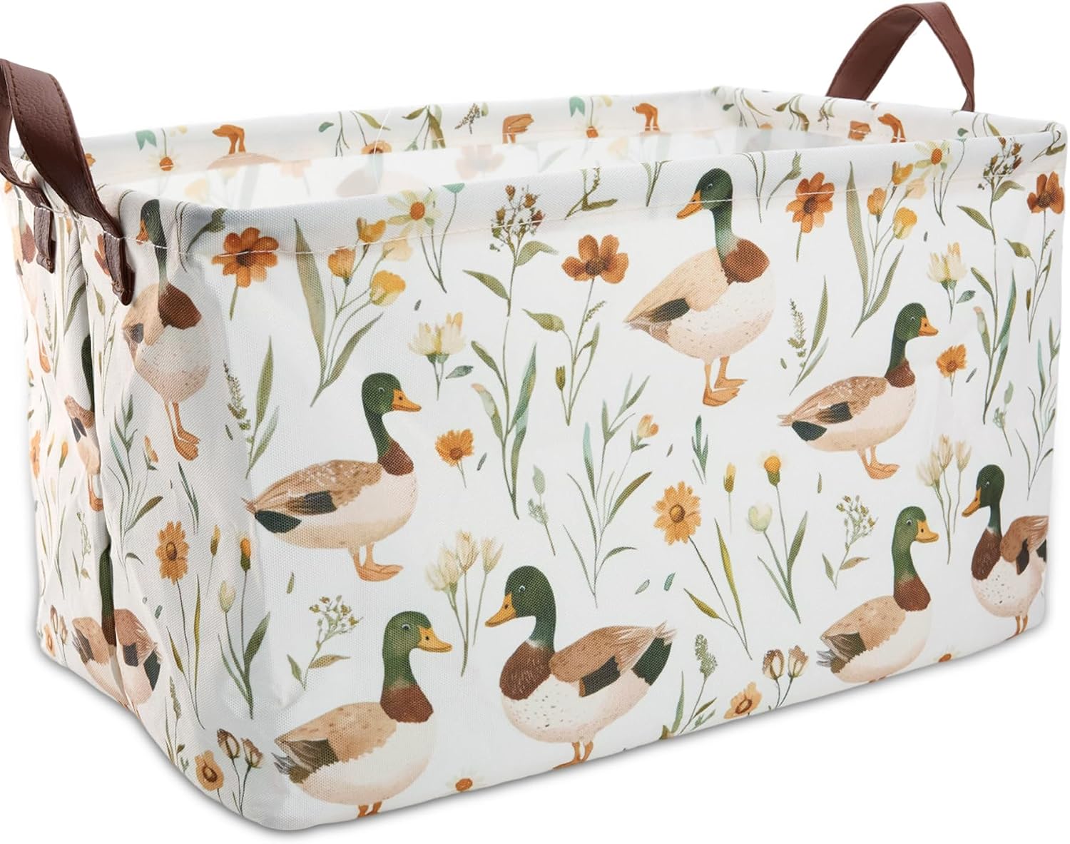 Mallard Duck Storage Basket - Mallard Duck Room Decor, Cute Waterproof Laundry Basket Storage Bin Collapsible Nursery Hamper Toy Box Decorative Hunting Decor for Bathroom Nursery Room Bedroom