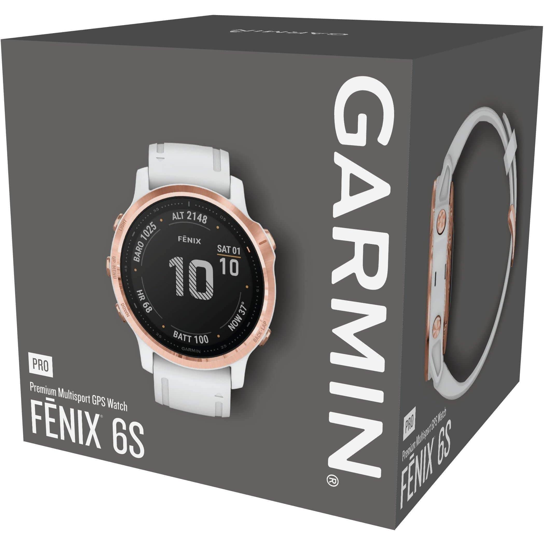Garmin Fenix 6S Pro, Rose Gold Blanche avec Bracelet Blanc Small