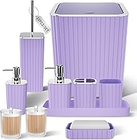 Vista 36 de Bathroom Accessories Set - 25PC Bathroom Sets with Shower Curtain and Rugs, Orange Bathroom Accessories with Trash Can, Soap Dispenser, Soap Dish &