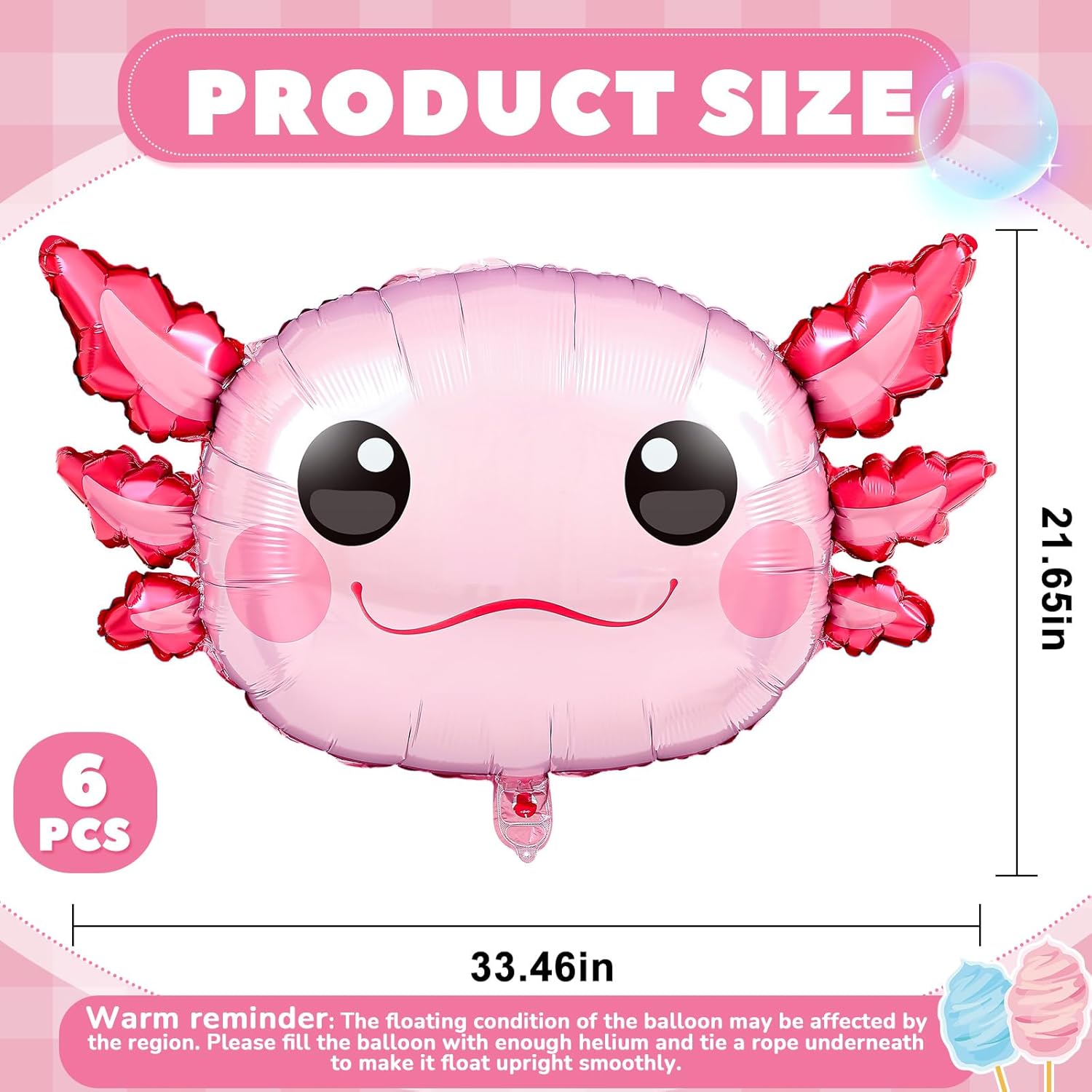 12 Pcs 34 Inch Axolotl Balloon Axolotl Birthday Party Decorations Aluminum Foil Inflatable Summer Supplies for Beach Themed Favor (Pink)