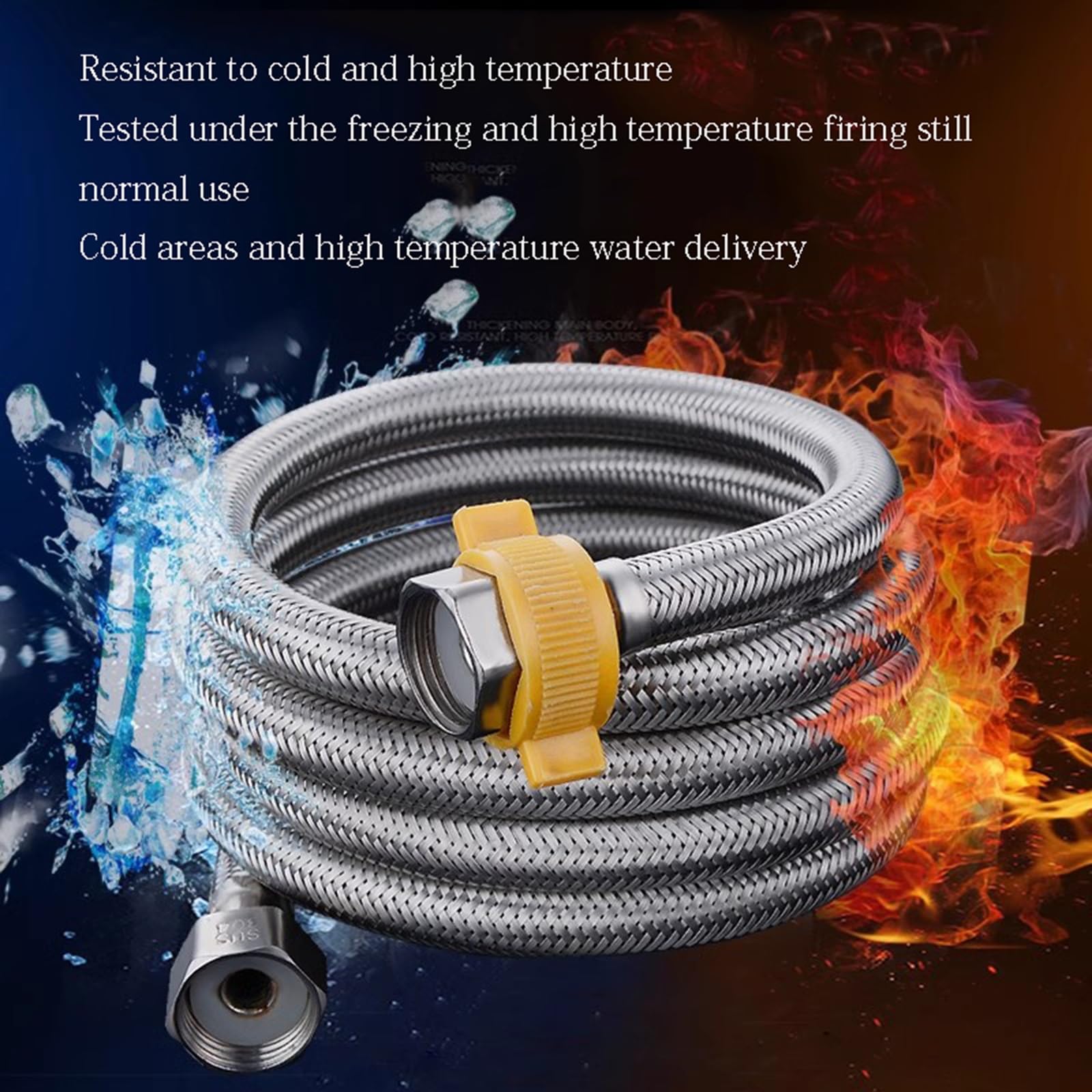 Tubo Di Collegamento Flessibile, G 1/2“ X G 1/2” Tubo Flessibile Dell'impianto Idraulico Dell'acqua Intrecciata Dell'acciaio Inossidabile for I Rubinetti Della Toilette Del Bagno(2m)