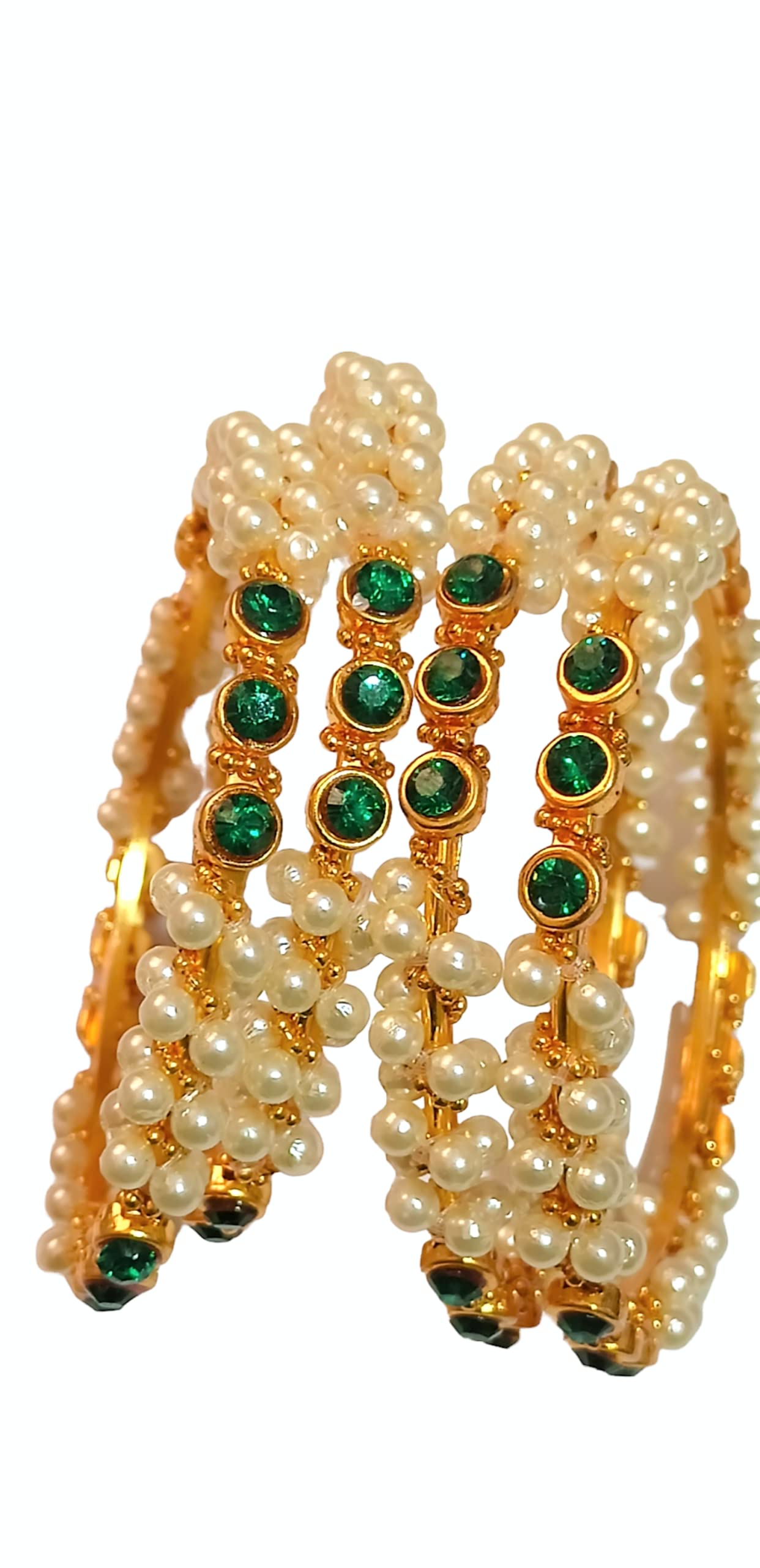 Sajshrungar Green Stone Pearl Bangle Set (Pack Of 4) For Women & Girls (2.6) (B0C2FCTMVM) Amazon Price History, Amazon Price Tracker