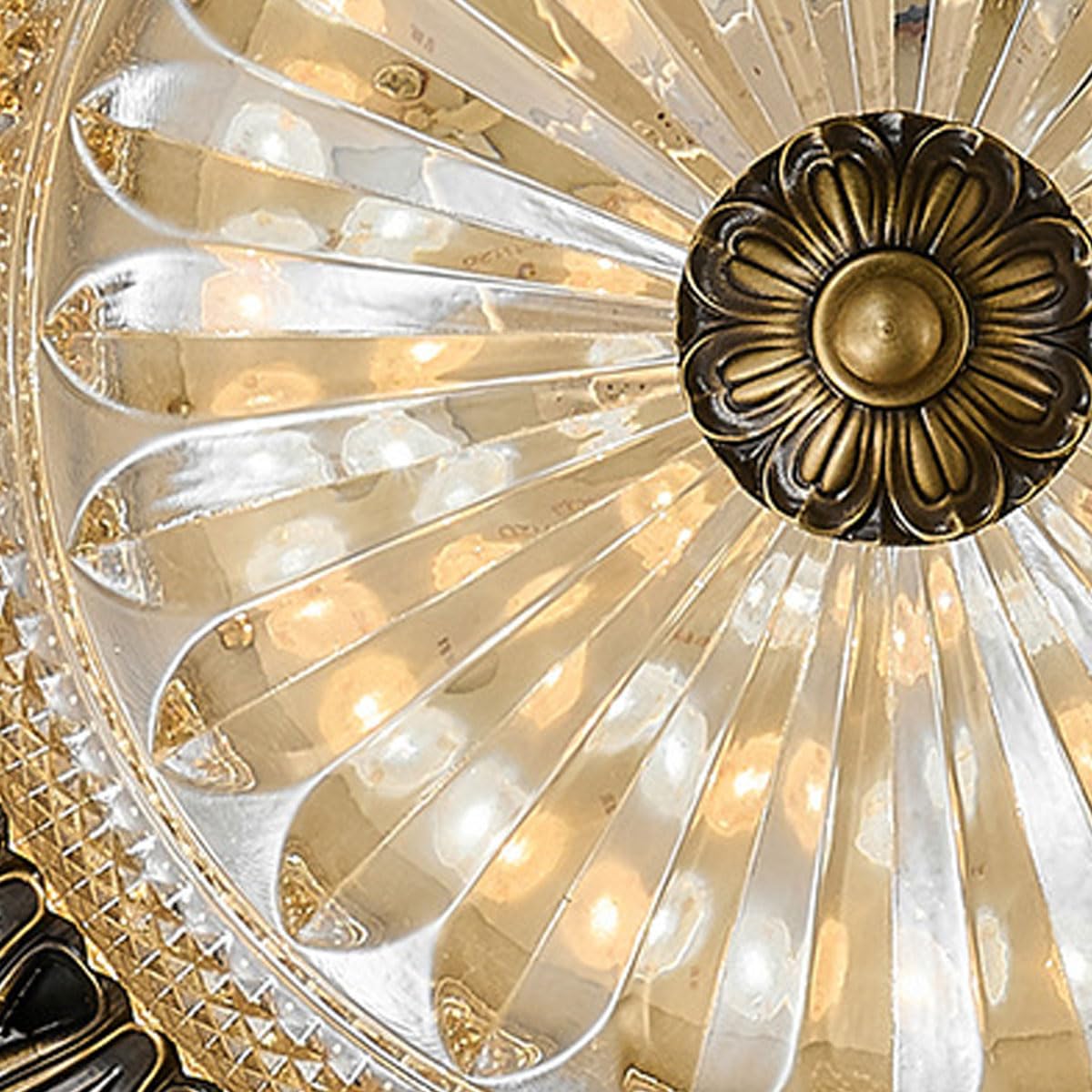 Amerykańska lampa sufitowa w stylu vintage, miedź i szkło, płaskie oświetlenie, nowoczesne luksusowe okrągłe lampy sufitowe, odpowiednie do gabinetu i klatki schodowej