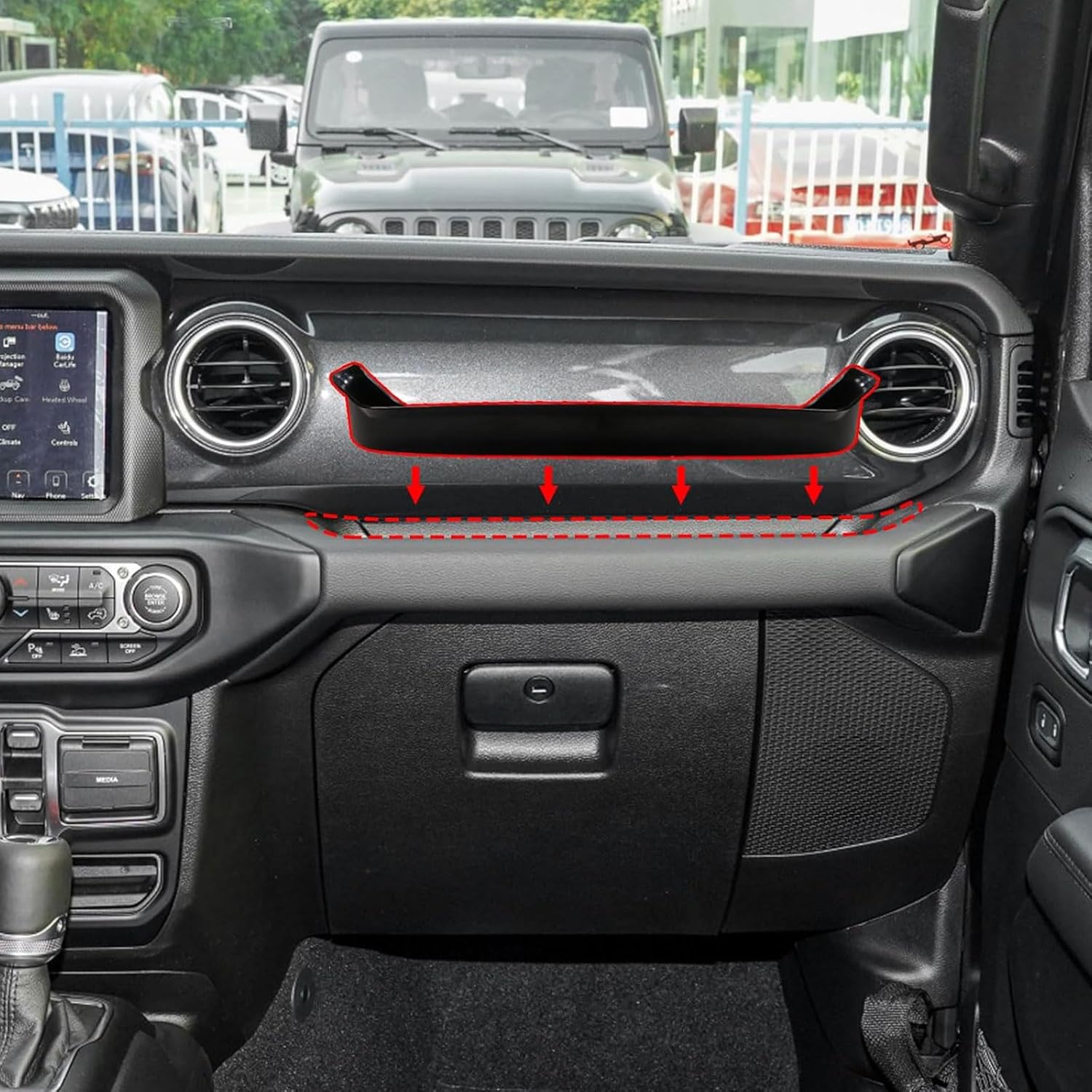 4PCS Center Console Organizer for 2018-2023 Jeep Wrangler JL JLU & Gladiator JT, Gear Shift Console Side Tray Organizer, Passenger Side Co-Pilot Organizer, Hanging Armrest Storage Box