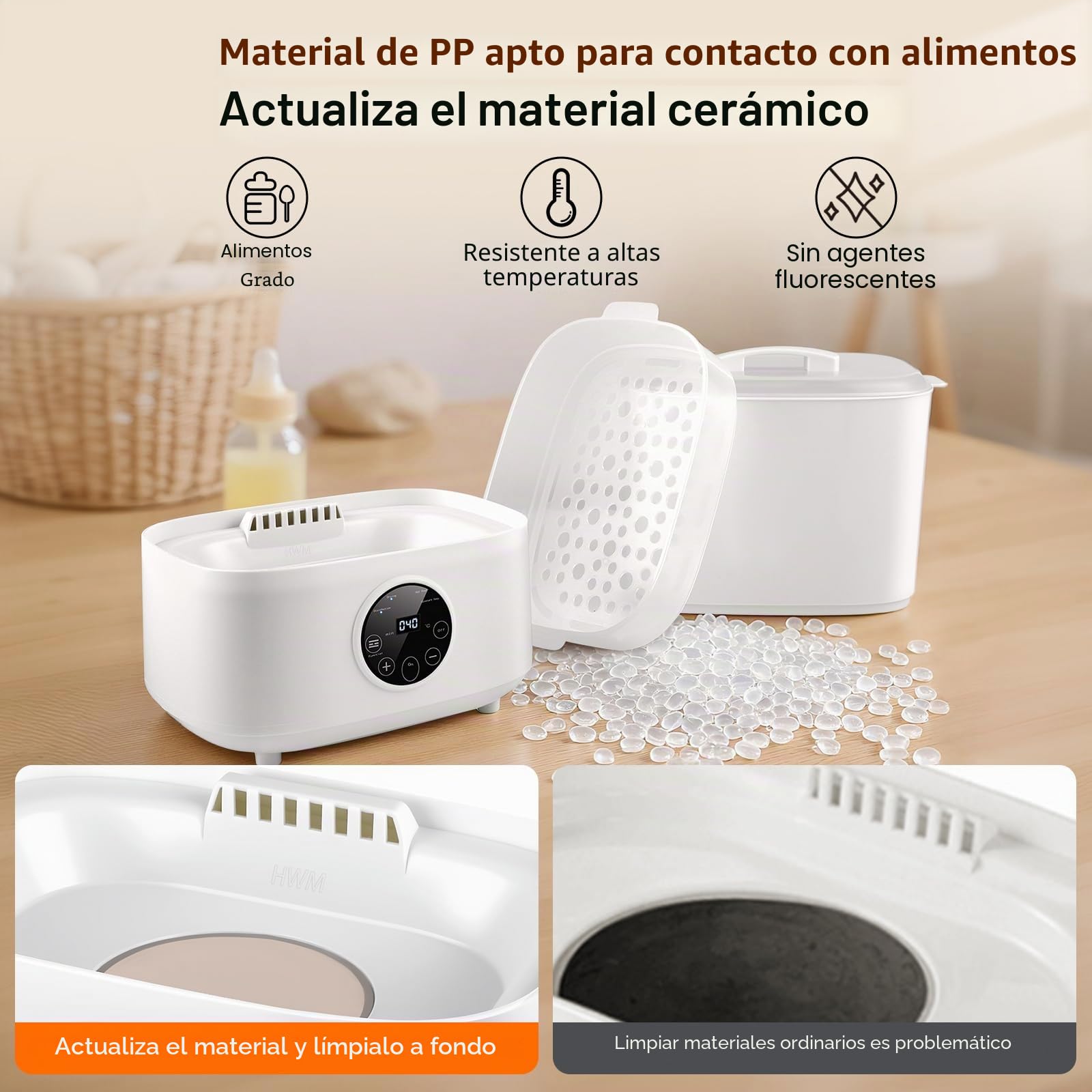 Esterilizador para biberones, botellas de bebé | 5 en 1: esterilización, secado, autoesterilización y secado, calentamiento de alimentos, mantenimiento de botellas calientes, capacidad de 8 botellas