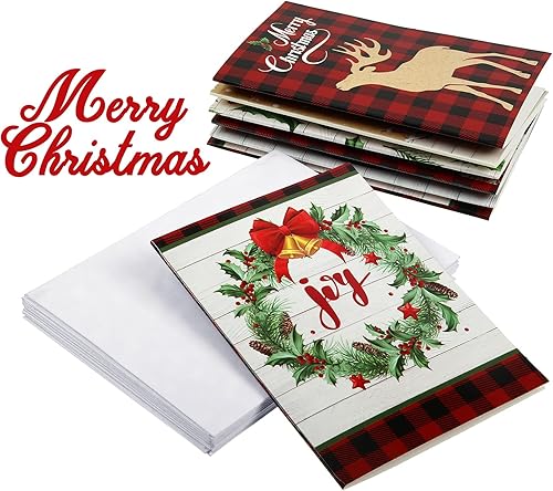Miniatura 4 de Juego de 24 tarjetas de felicitación de Navidad en blanco con sobres, calcomanías, bonitas tarjetas navideñas para suministros de fiesta de Navidad
