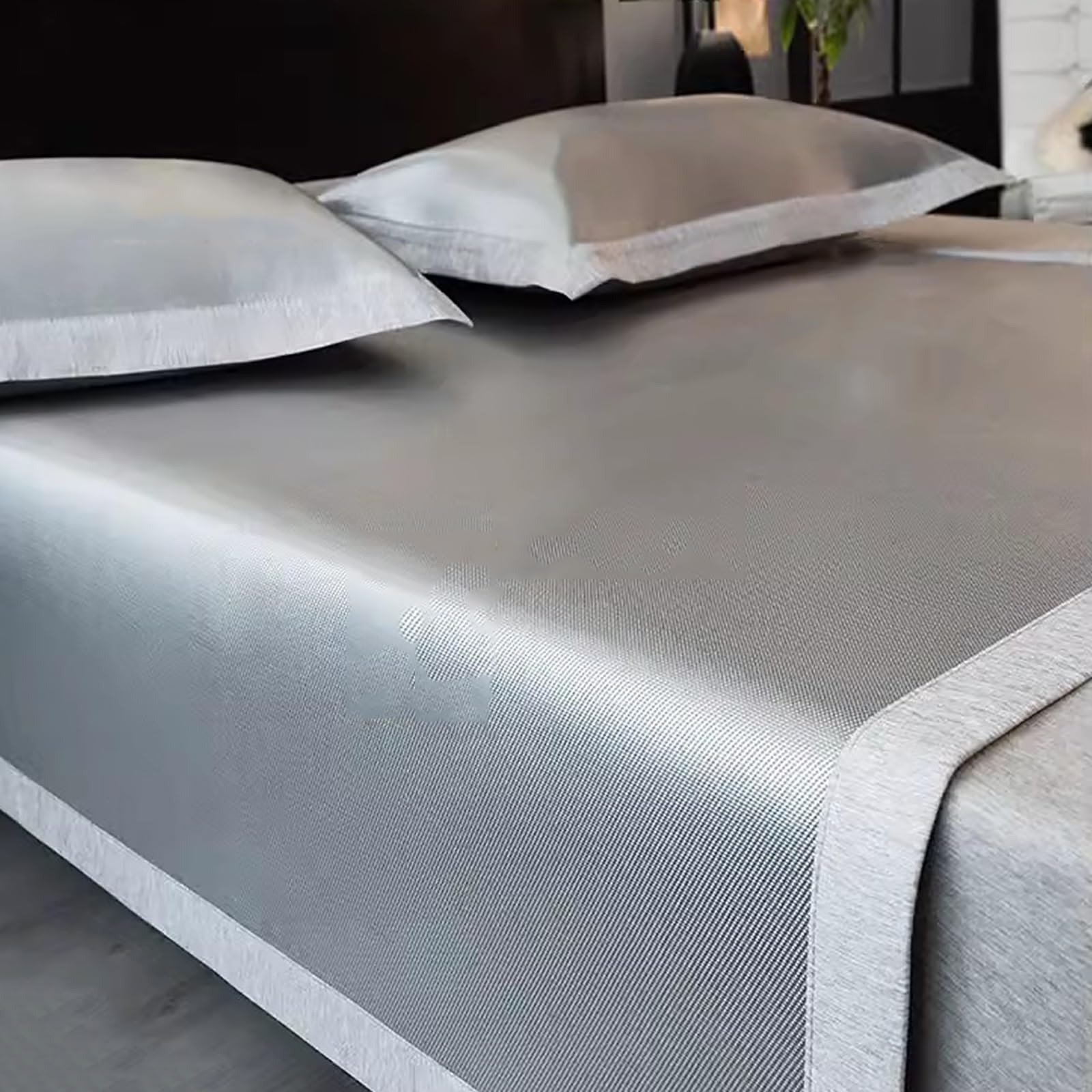 Ice Silk Cooling Bed Sheet, Ice Silk 3-Piece Summer Sleeping Mat Set Multicolor Multiple Sizes Foldable(Grey,180x200cm/71"x79")