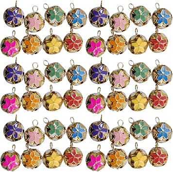 EXCEART Bell Accessories 100Pcs Small Craft Bells Cherry Blossom Charm Silver Bells for DIY Keychain Backpack Pendant Hanging Crafts 0.55 Inch