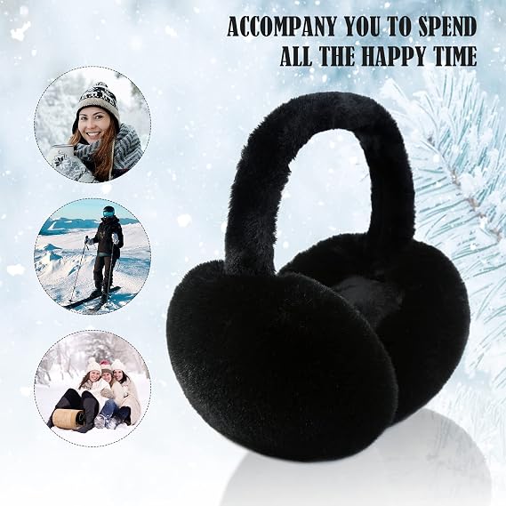 Foldable Ear Muffs for Women Cold Weather Fluffy Earmuffs Winter Warm Headband Cute Slouchy Ear Warmers