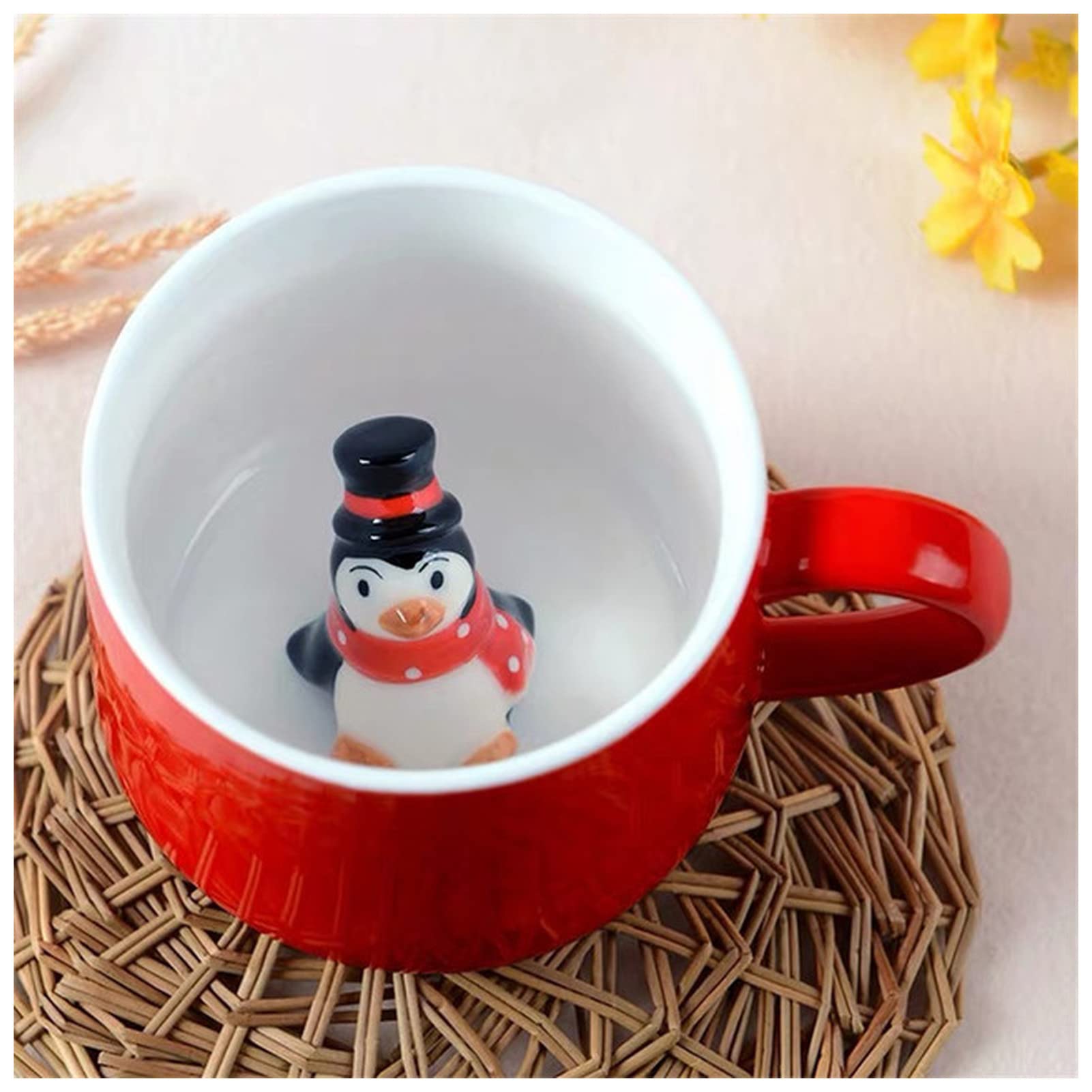 MRKU Tasse de Voyage Noël café Lait Petit-déjeuner Bonhomme de Neige en céramique Dessin animé 3D Animal Tasse à Eau Bureau Boisson