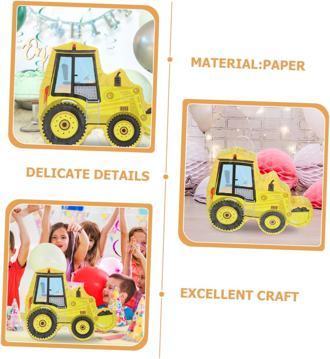 SMASOLO Excavator Shaped Pinata Construction Truck Birthday Party Supply with Bat for Festival Decor and Fun Family Gathering