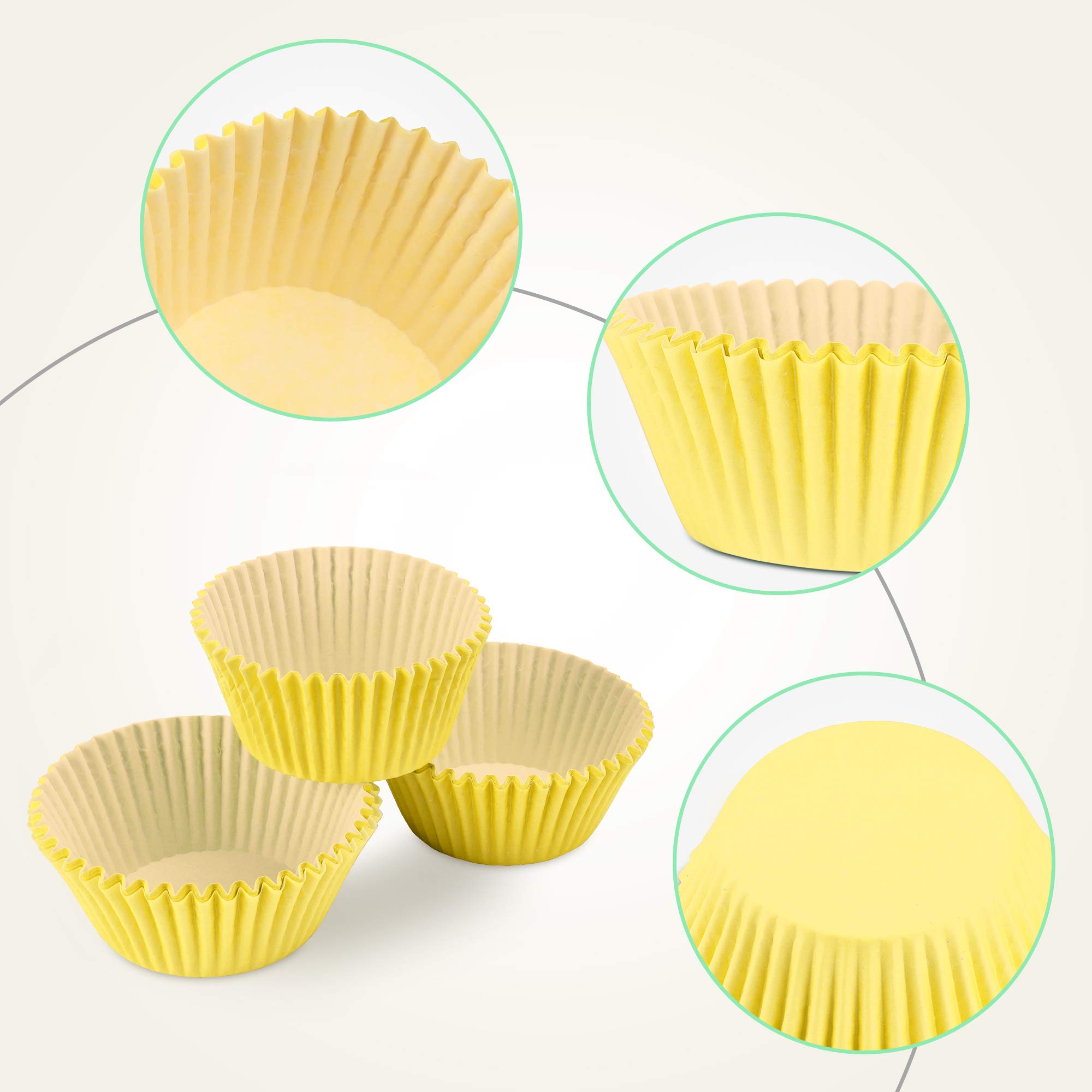 Moldes para magdalenas (100 unidades, papel antiadherente, para bodas, cumpleaños, baby shower o fiestas de vacaciones), color amarillo