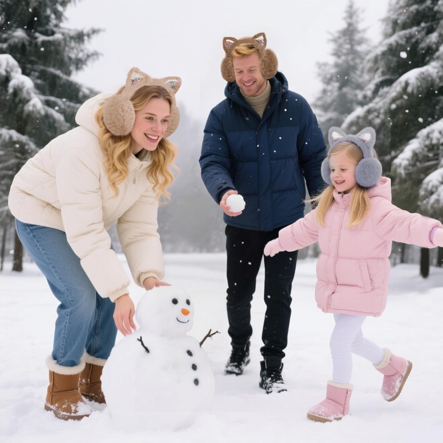 3Pcs Cute Cat Ear Earmuffs for Kids Fluffy Ear Muff for Women Foldable Fluffy Earmuffs Ear Warmer Fluffy Ear Cover Outdoor Headband Winter Accessories - Image 5