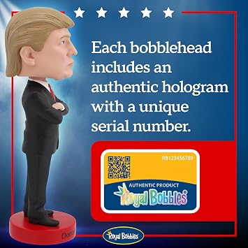 Royal Bobbles Donald Trump, 45th President of the United States 8 Inches Tall Collectible Bobblehead Statue