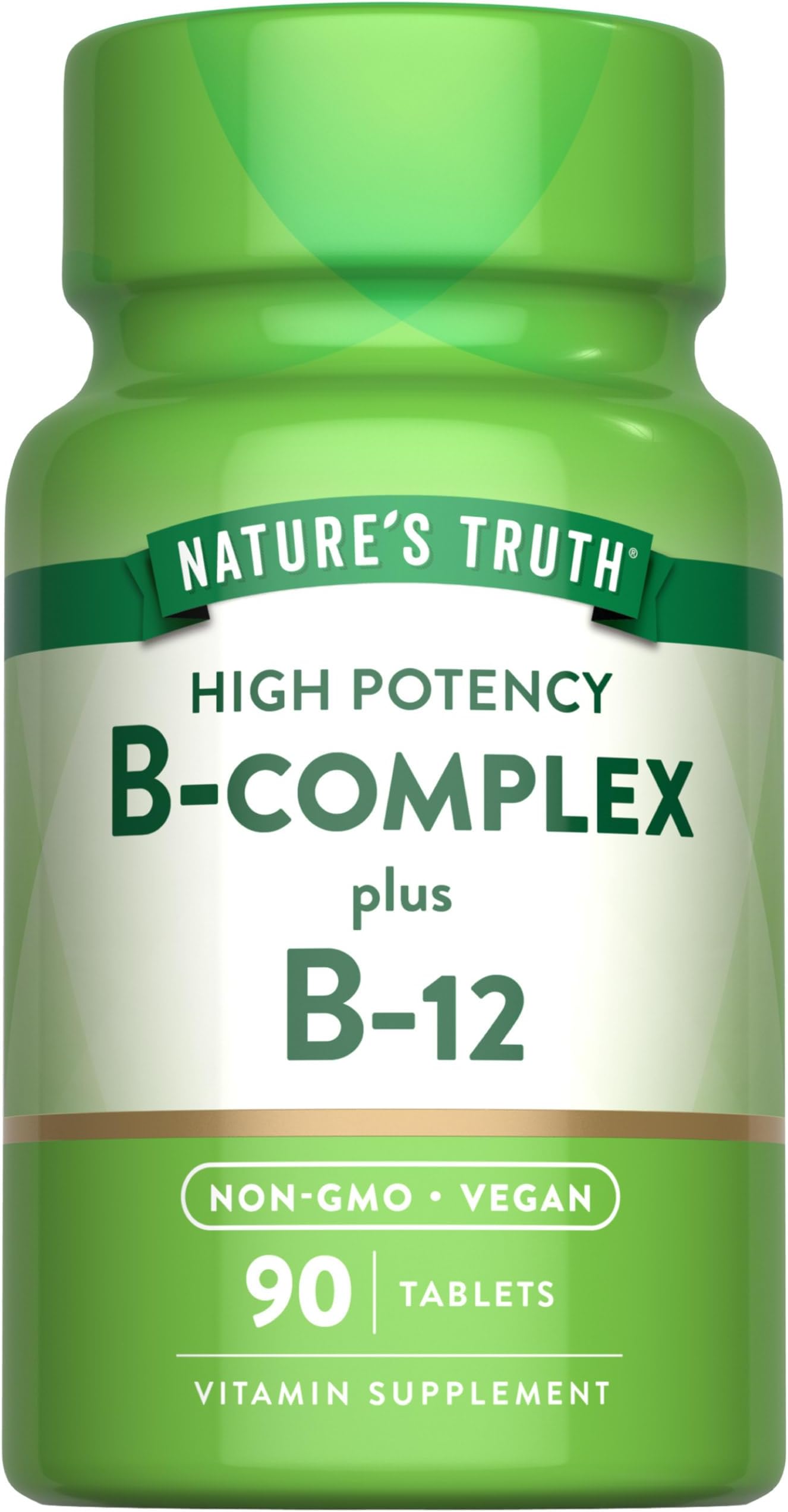 Nature's Truth Vitamin B Complex for Women & Men | Plus B12 | 90 Tablets | High Potency | Vegan and Non-GMO Supplement