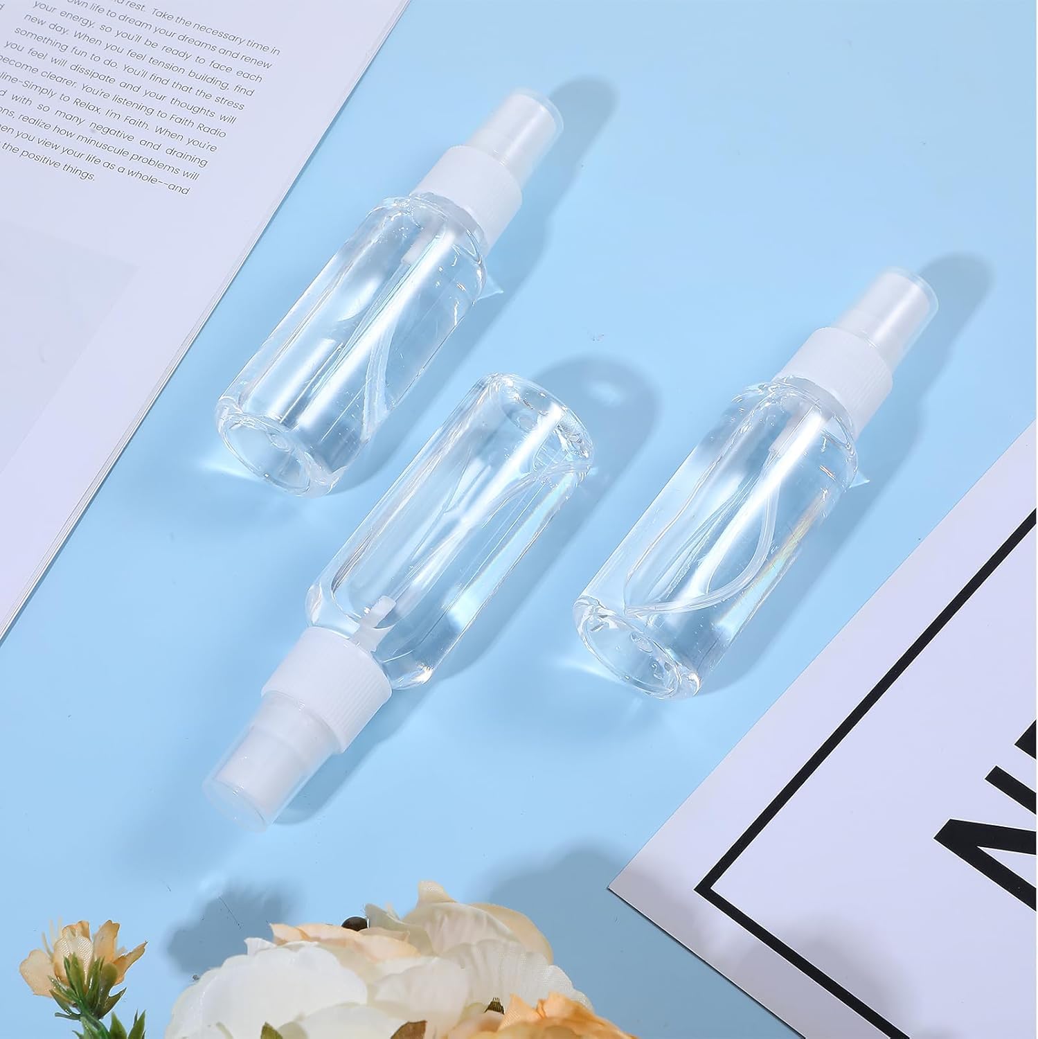 Flaconi Spray 4 Pezzi 50ml, Flacone Spray Vuoto, Mini Ricaricabile Bottiglia Spray, Flacone Spray Vuoto, Plastica Trasparente Flacone Spray, per Viaggi e Uscite (50ml * 4pcs)
